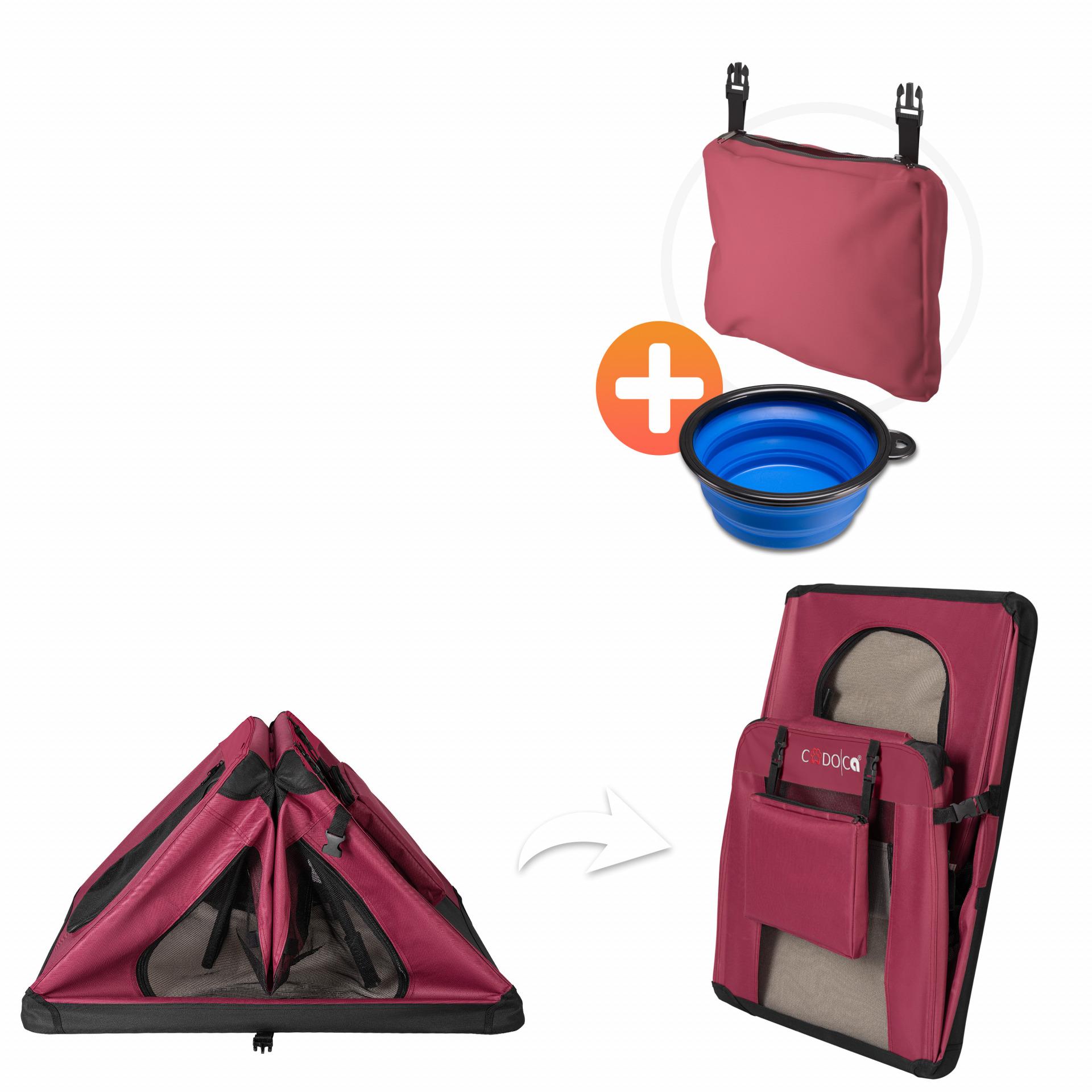 Hundebox faltbar XXL 90x60x66cm Dunkelrot
