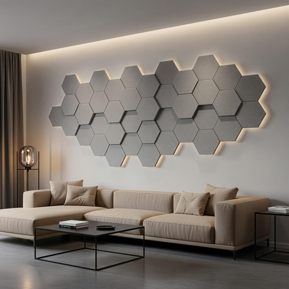 Akustikplatten Hexagon selbstklebend SILENT - 10er Set Hellgrau