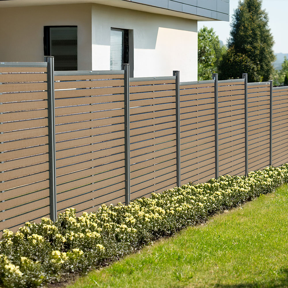 WPC Sichtschutzzaun ALIRA Teak - 4 x Element + 5 x Pfosten