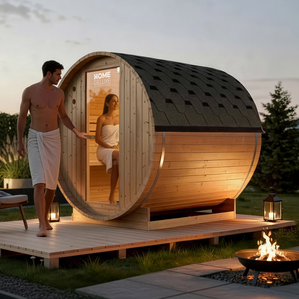 Outdoor Fasssauna LAHTI L - 195 x 180 cm für 4 Personen
