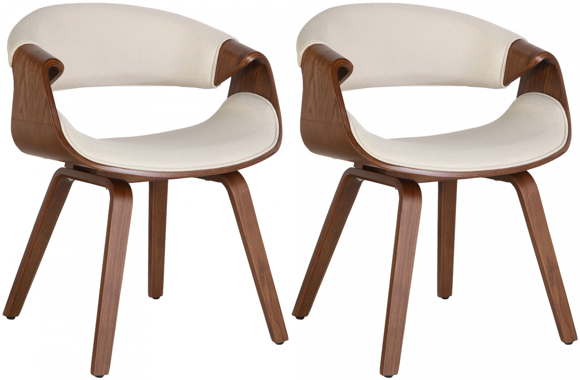 2er Set Esszimmerstuhl Foley Stoff, eiche/creme