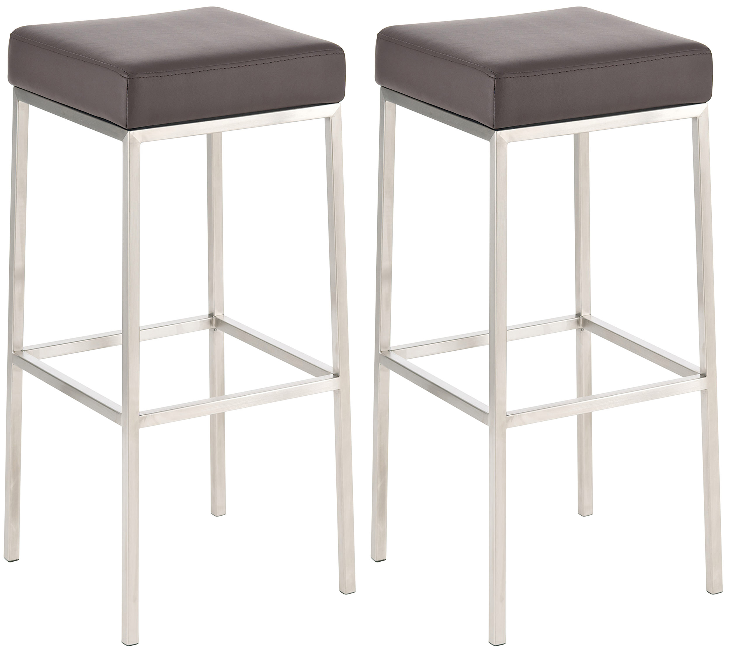 2er Set Barhocker Montreal 85 Kunstleder edelstahl, braun