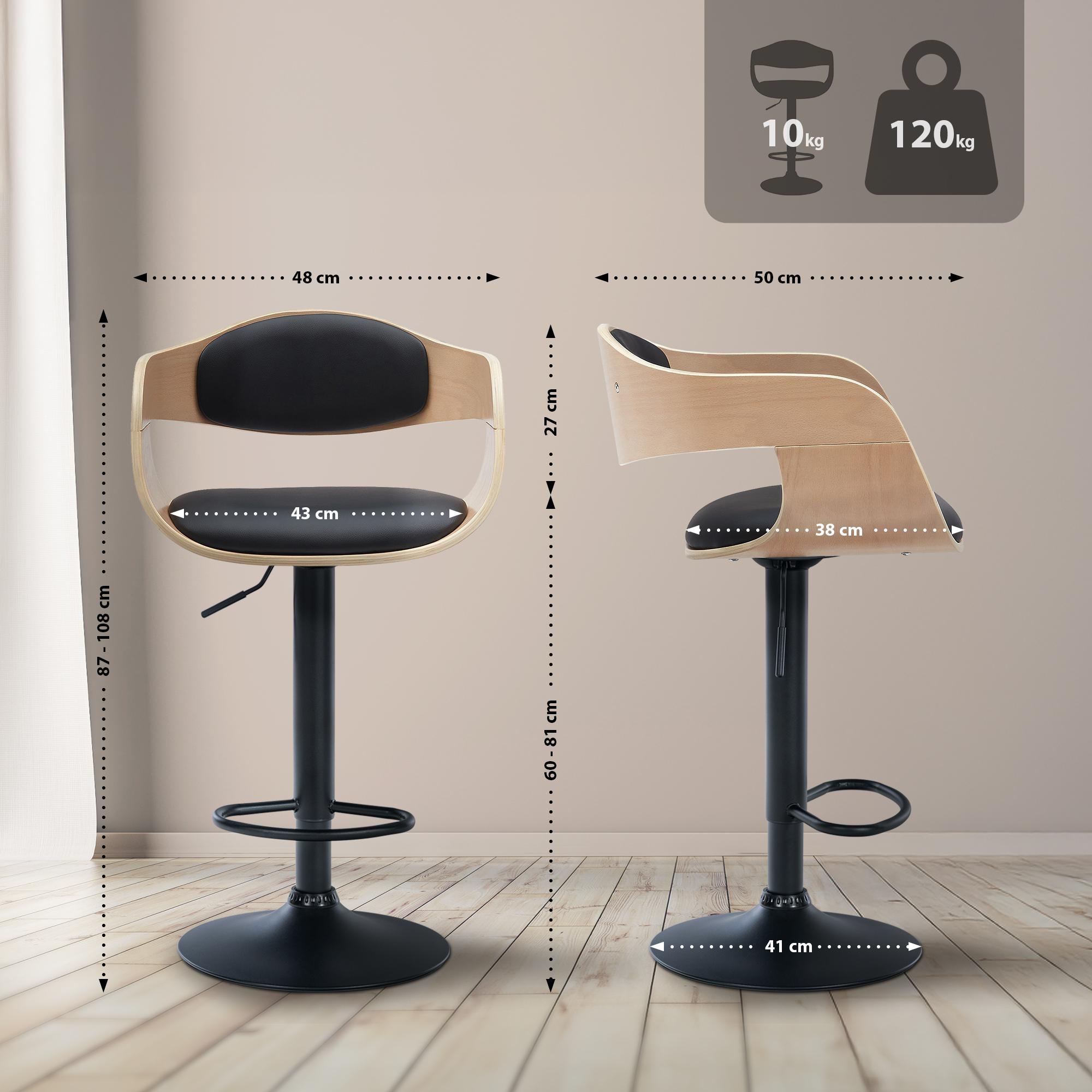 2er Set Barhocker Kingston B Kunstleder, natura/schwarz