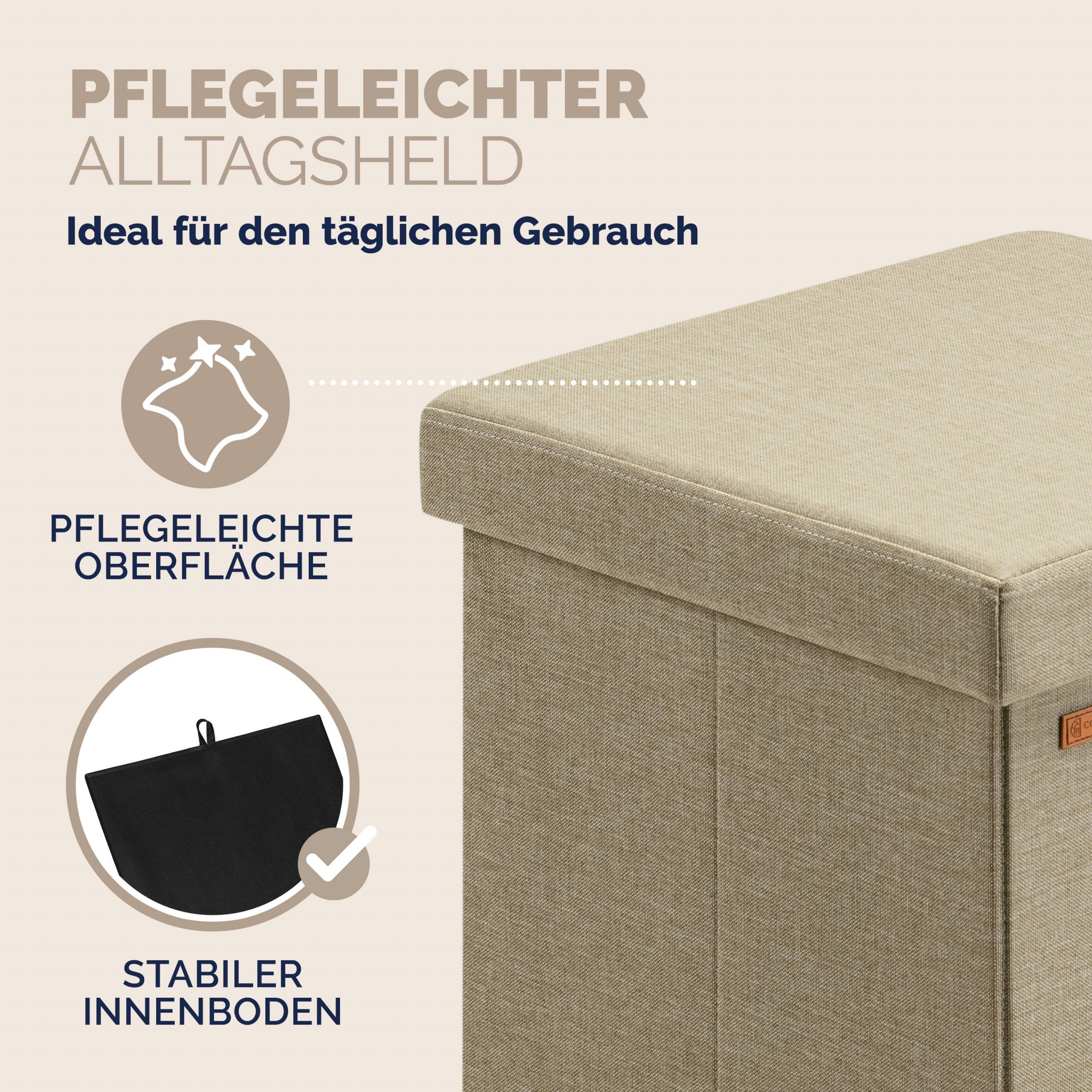 Sitzhocker Beige 38x38x38cm faltbar