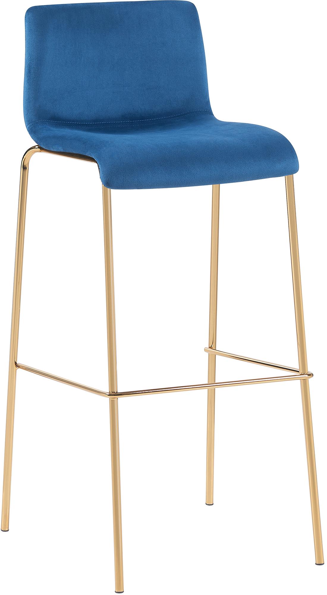Barhocker Hoover Samt 4-Fuß Gold, blau