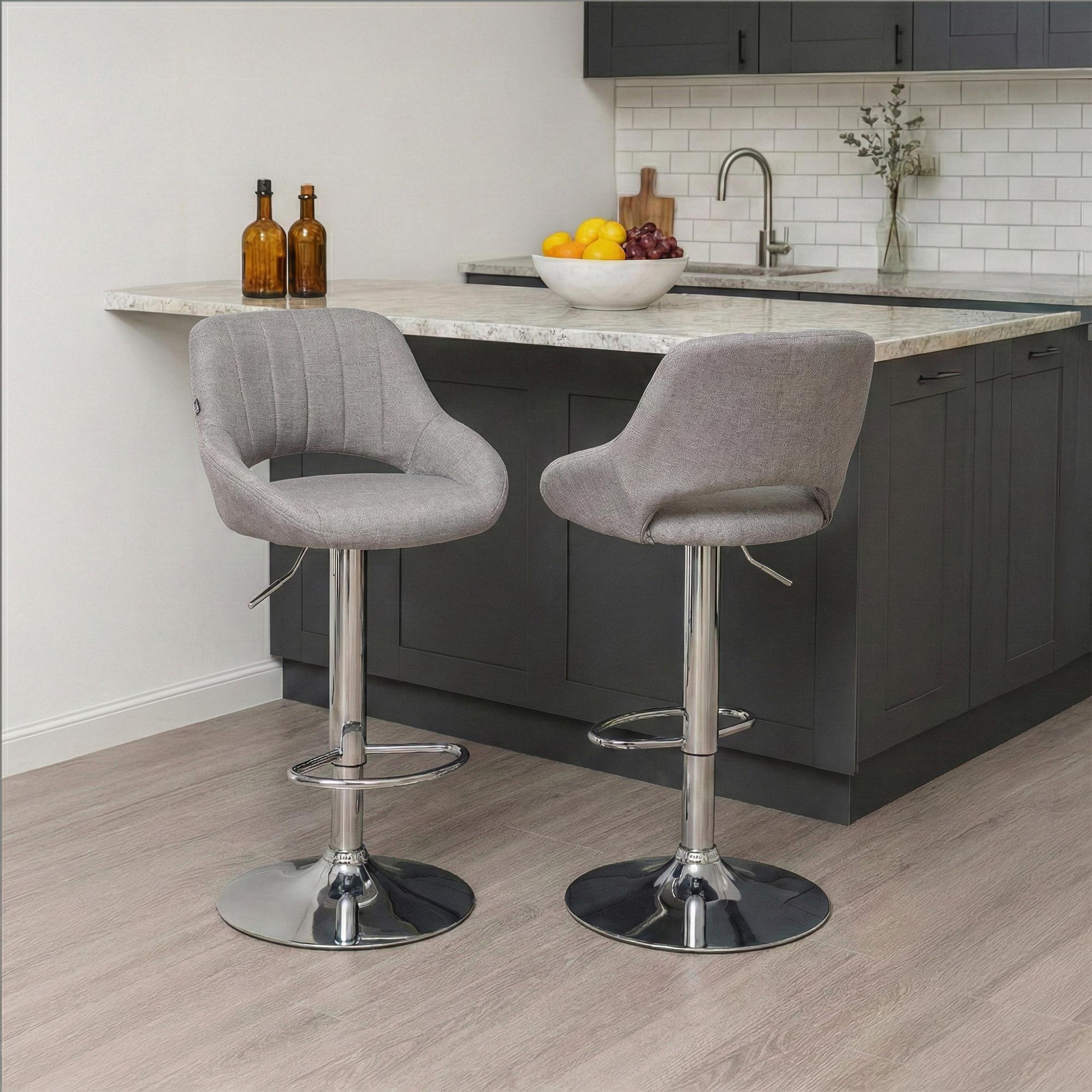 2er Set Barhocker Milet Stoff C, grau