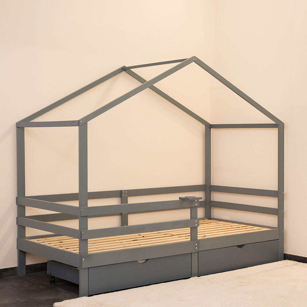 Kinderbett mit Schubladen WOLKENLAND – 90 x 200 cm Grau