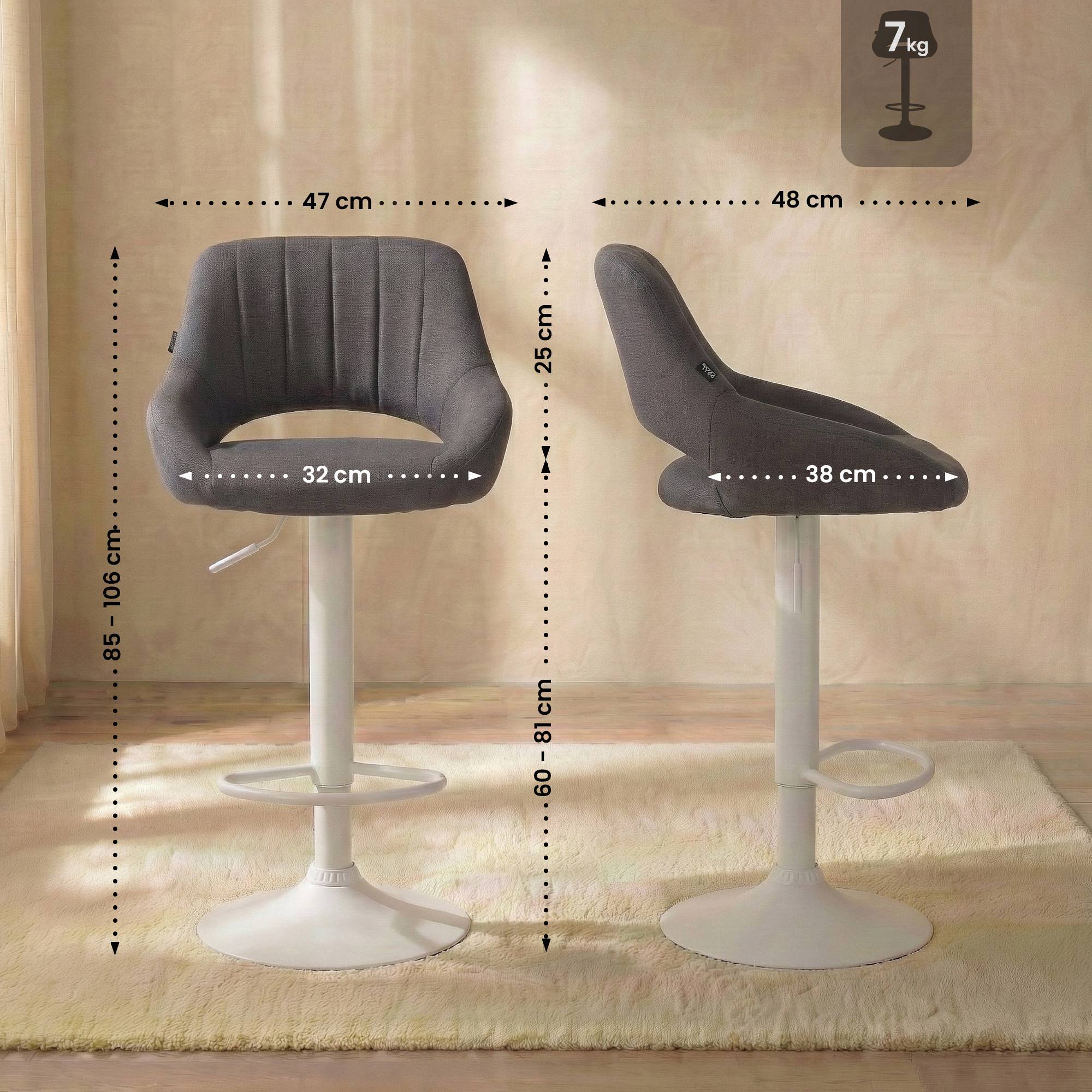 2er Set Barhocker Milet Stoff W, dunkelgrau