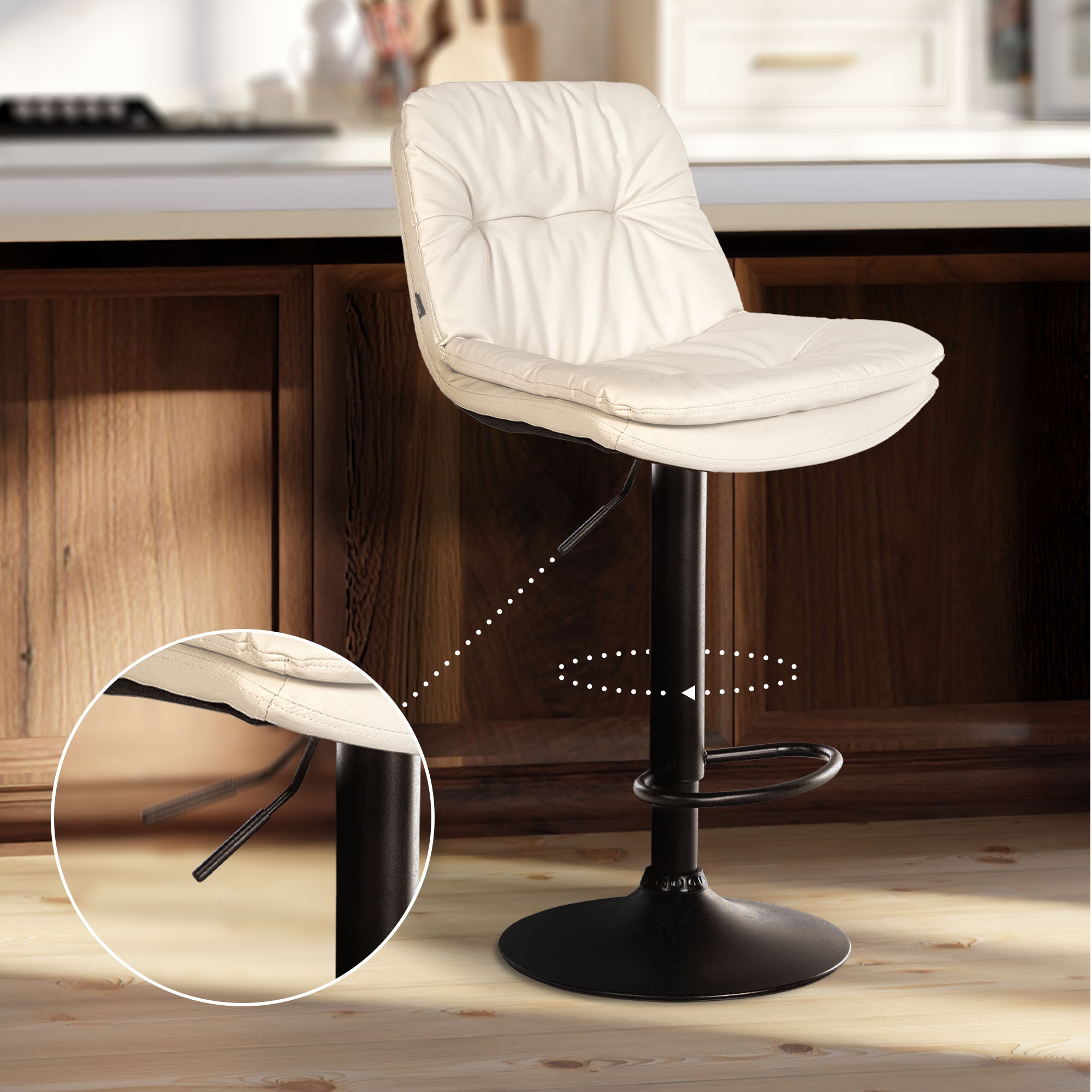 Barhocker Laurel Kunstleder schwarz, weiß