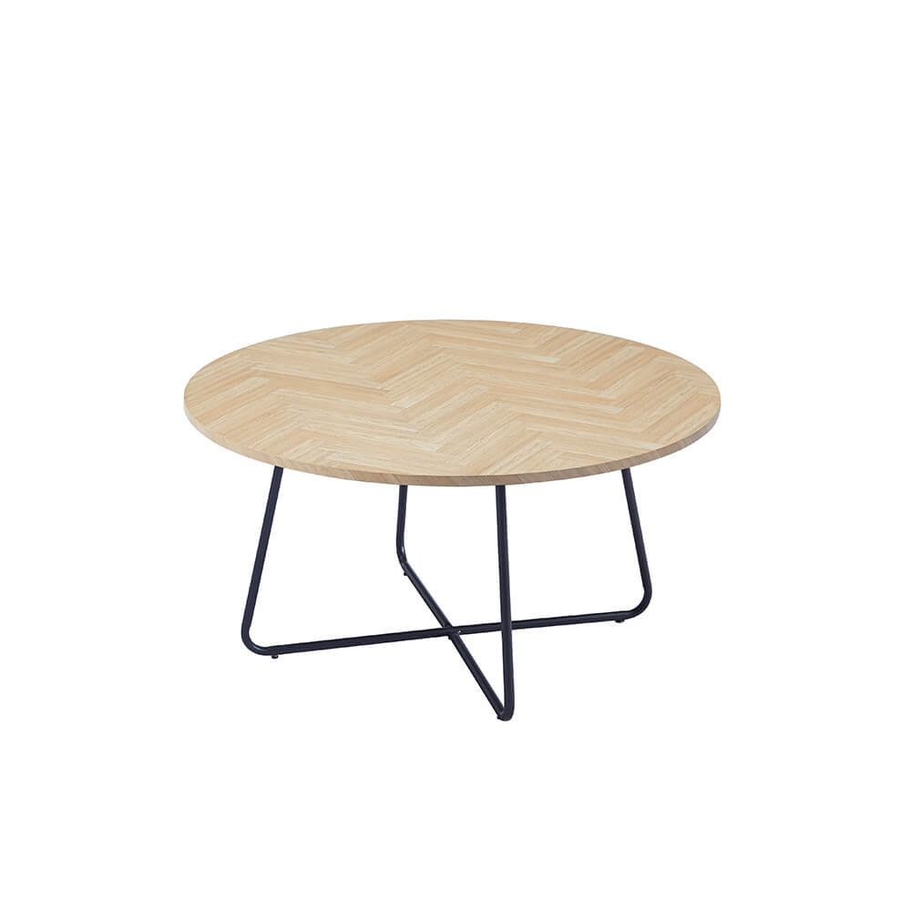 Couchtisch Rund NOVARA - 88 x 47 cm Fishbone Oak