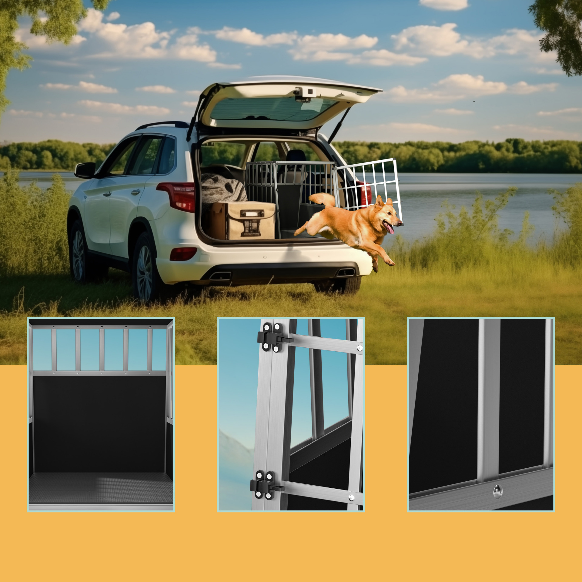 Hundetransportbox L Alu 90x66x72cm