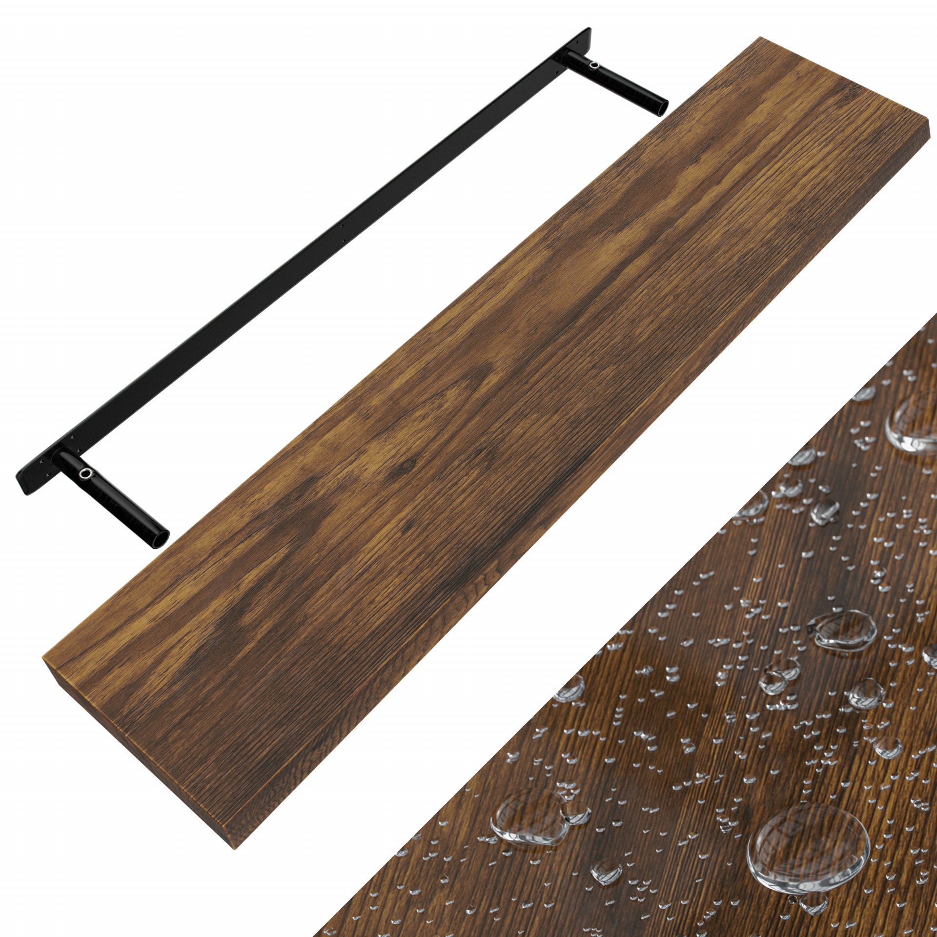 Wandregal Schweberegal 110cm Eiche dunkel + Halterung