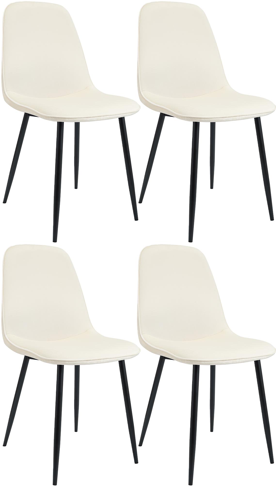 4er Set Esszimmerstuhl Maryam Samt, creme