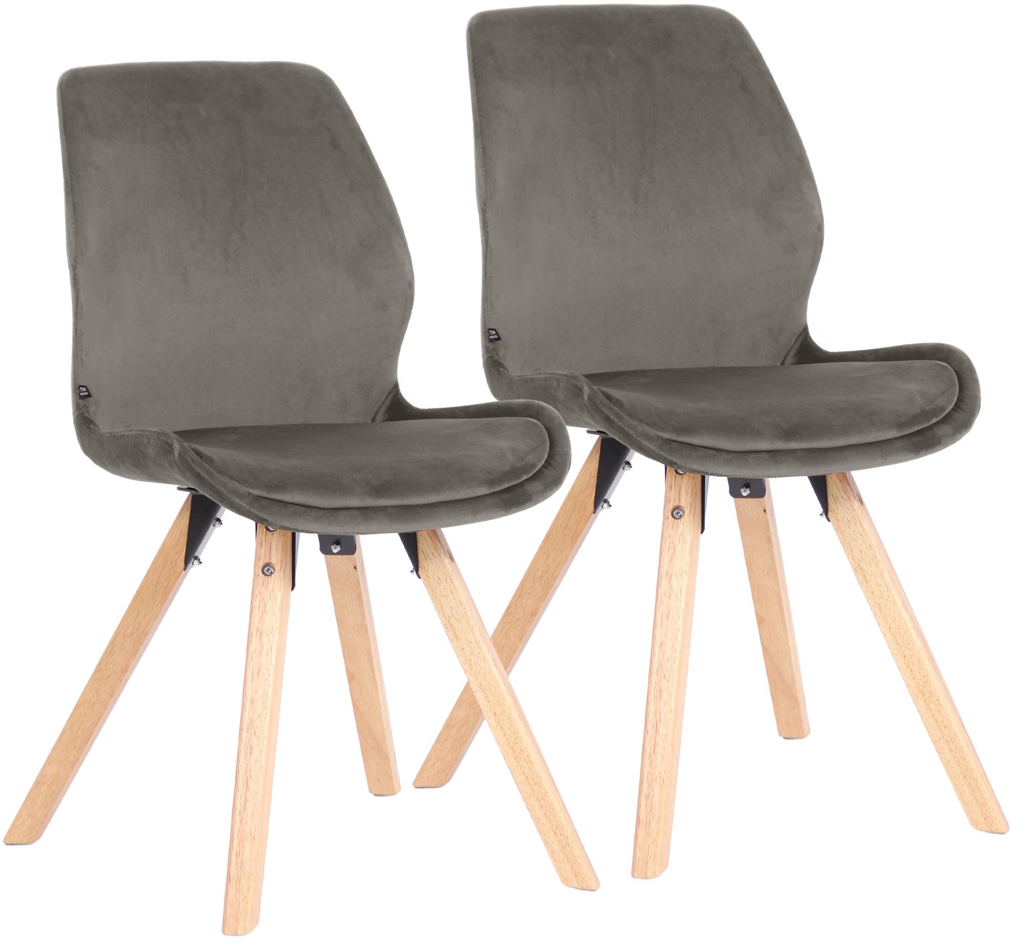 2er Set Stuhl Luna Samt, grau