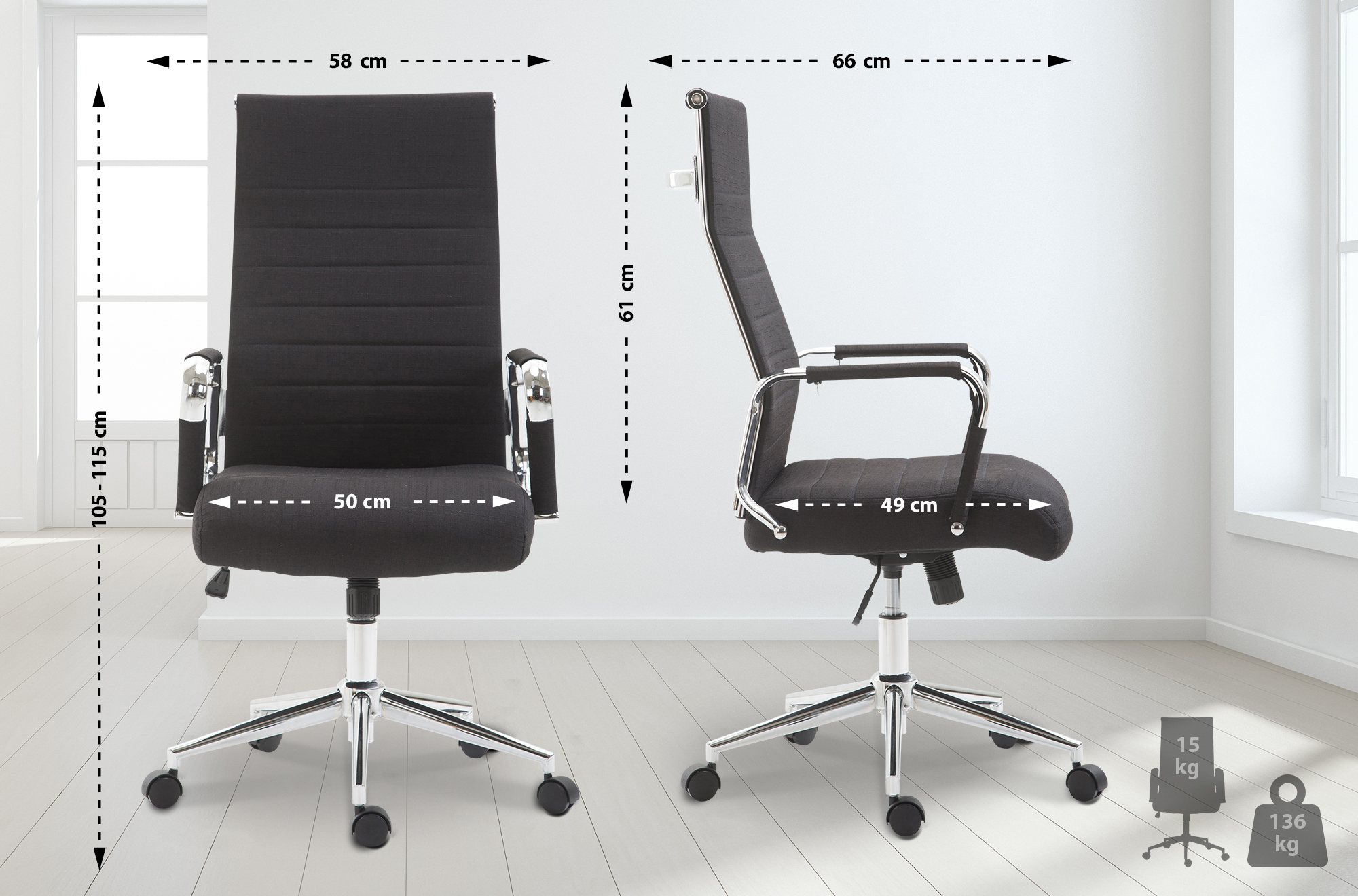 Bürostuhl Kolumbus Stoff, schwarz
