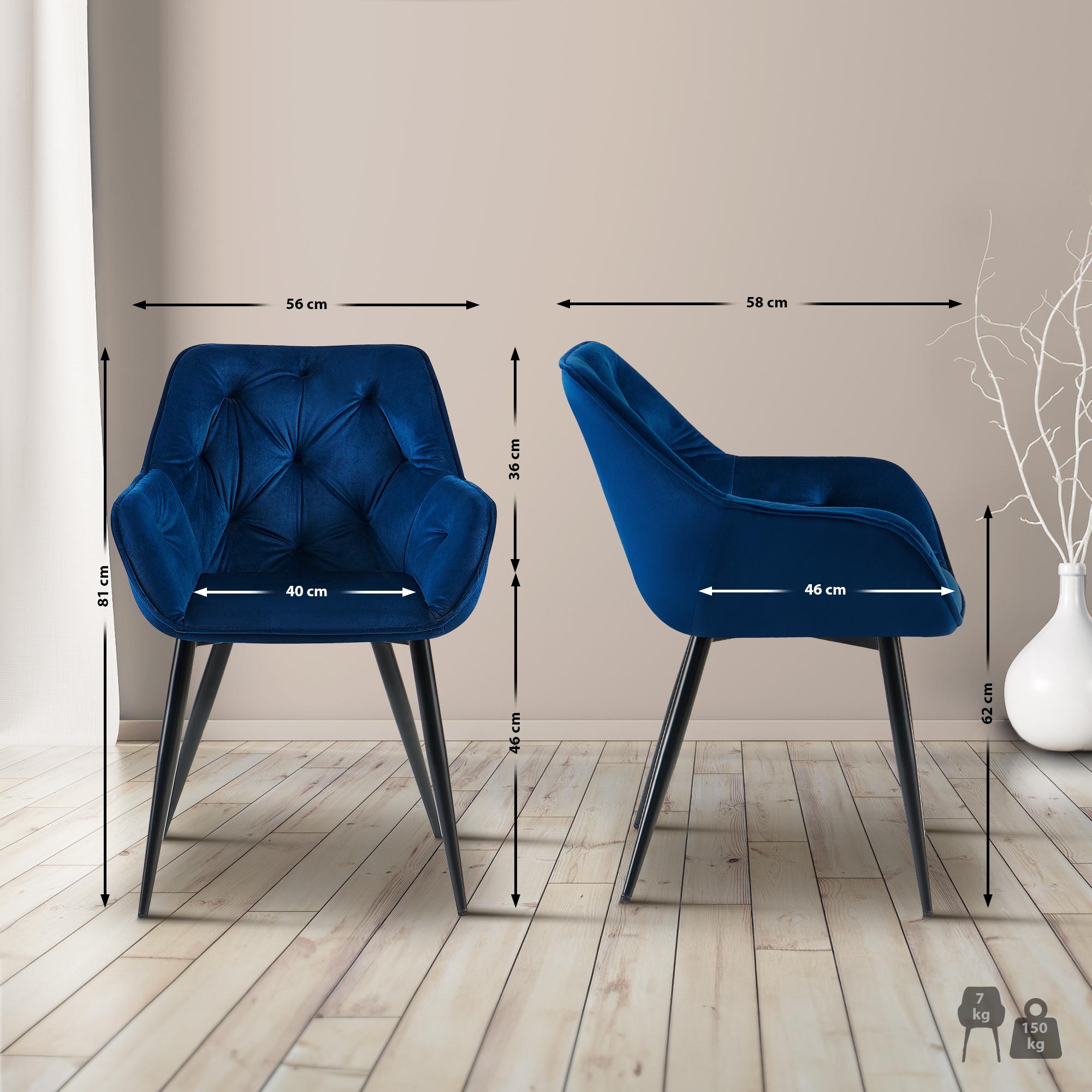 Besucherstuhl Cassis Samt, blau