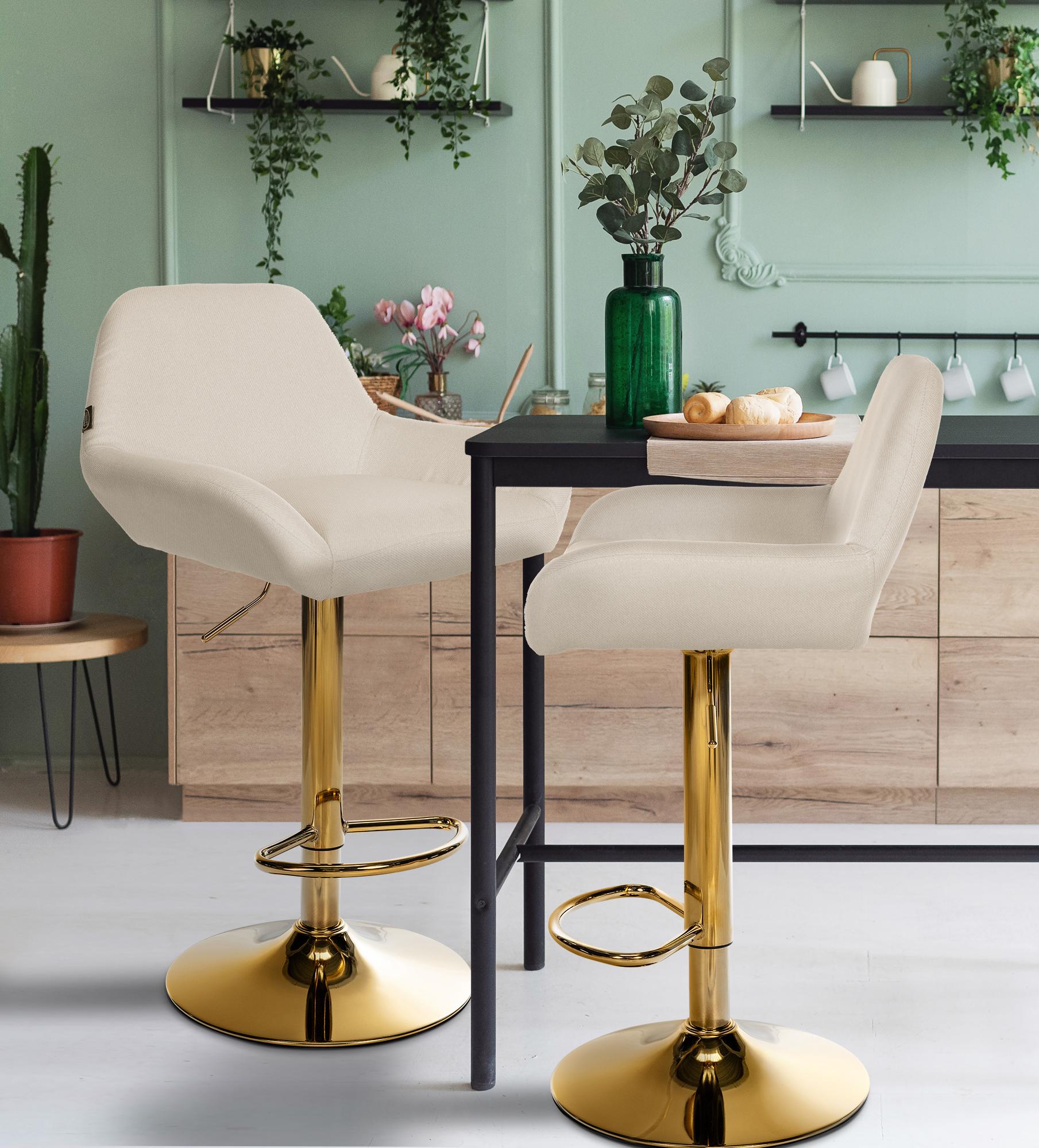 Barhocker Braga Gold Stoff, creme