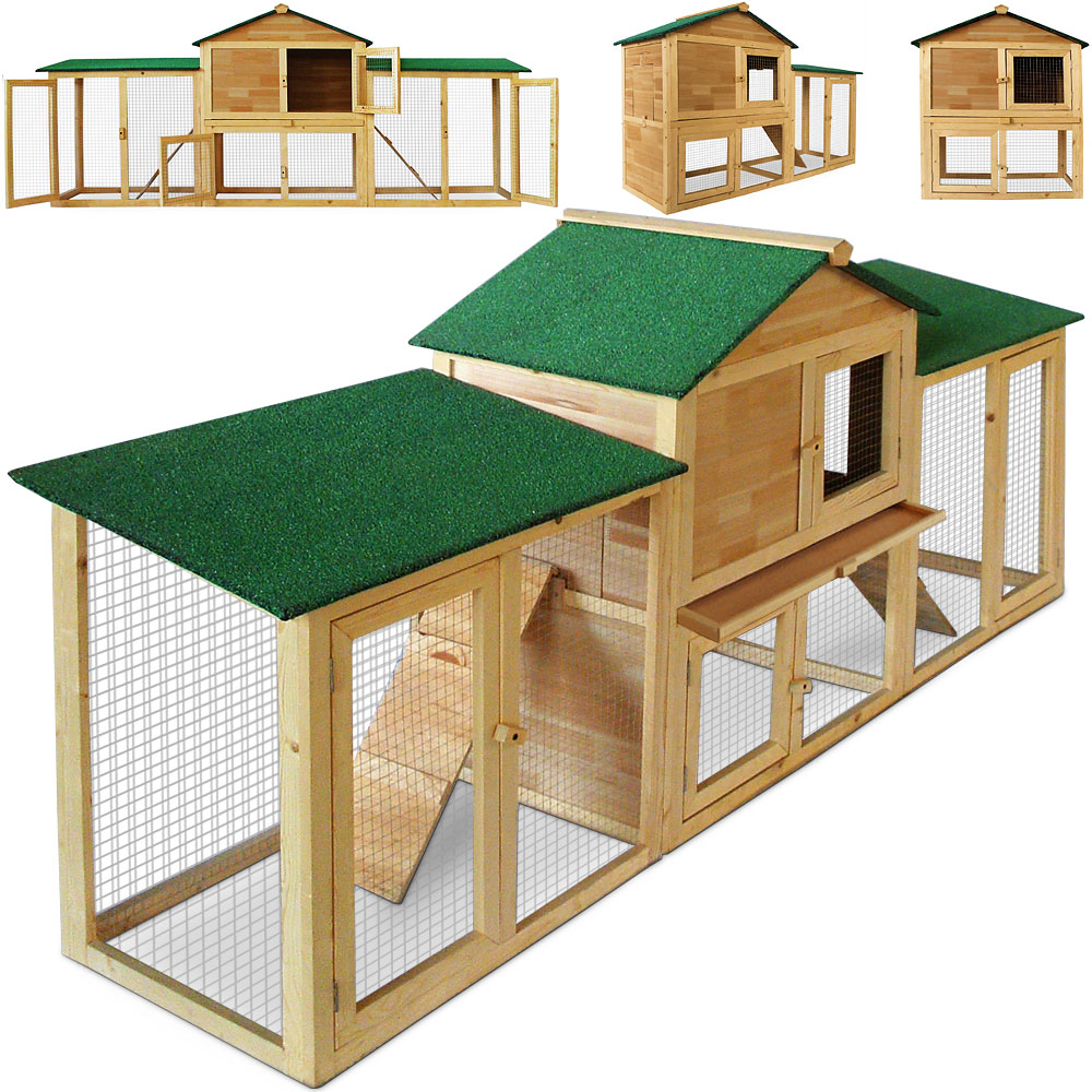 Hasenstall Kaninchenstall 2 Etagen 204x45x84cm