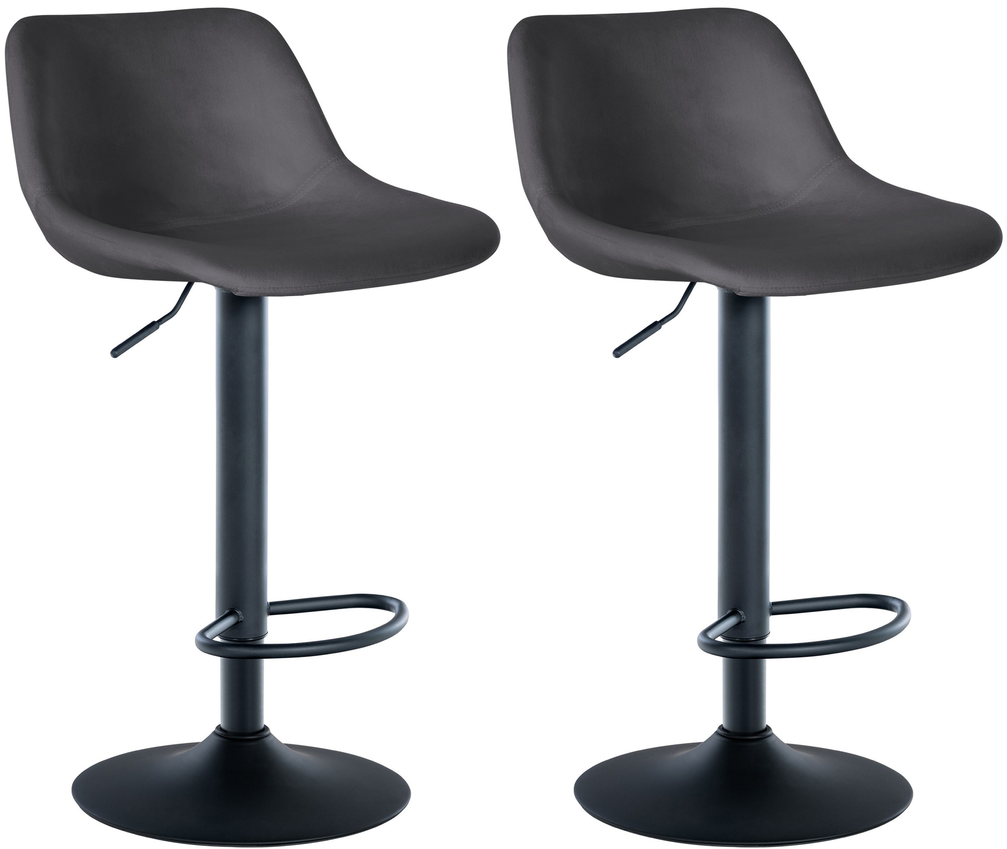 2er Set Barhocker Loft Samt, dunkelgrau