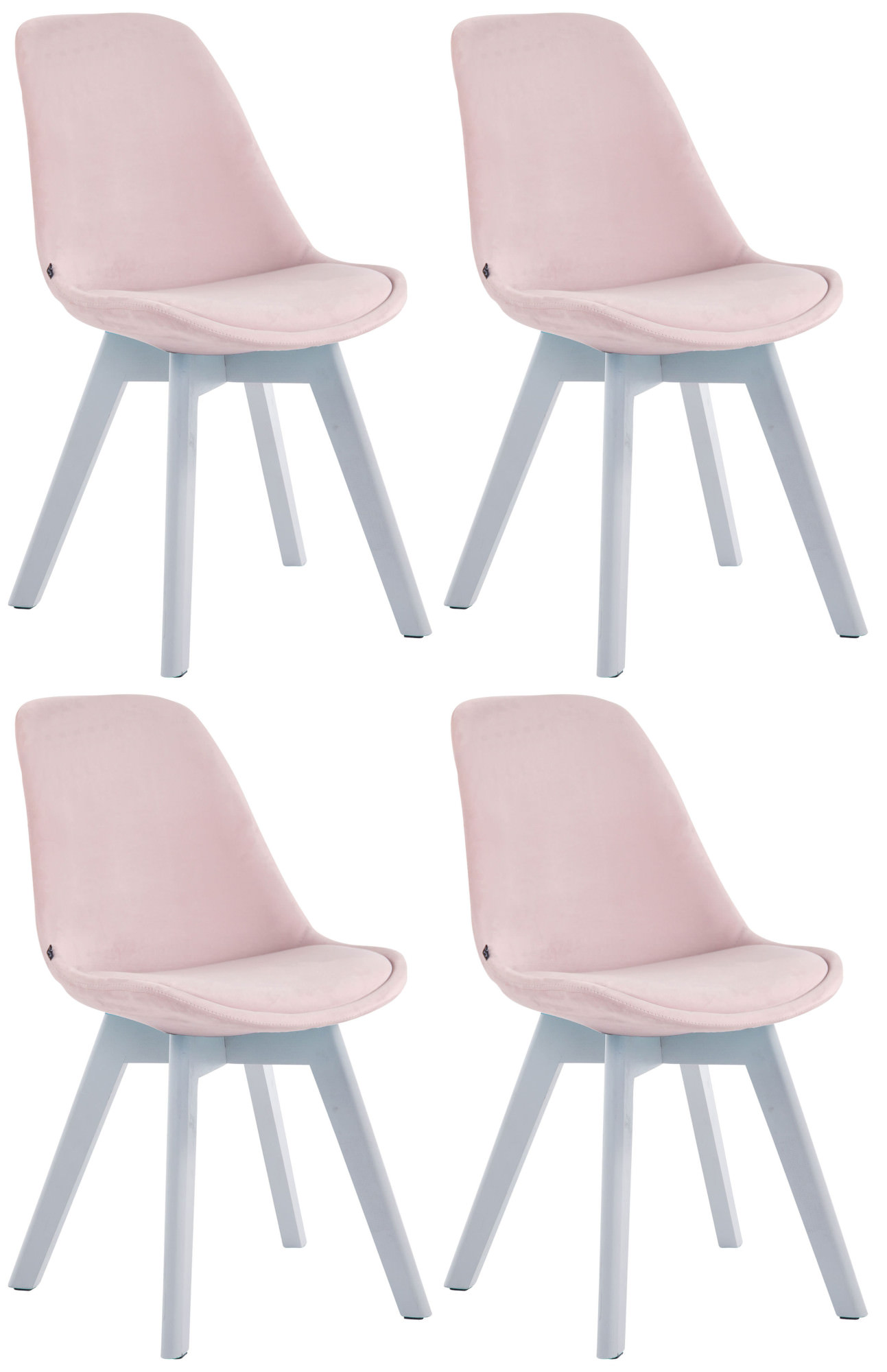 4er Set Besucherstühle Borneo V2 Samt weiß, pink