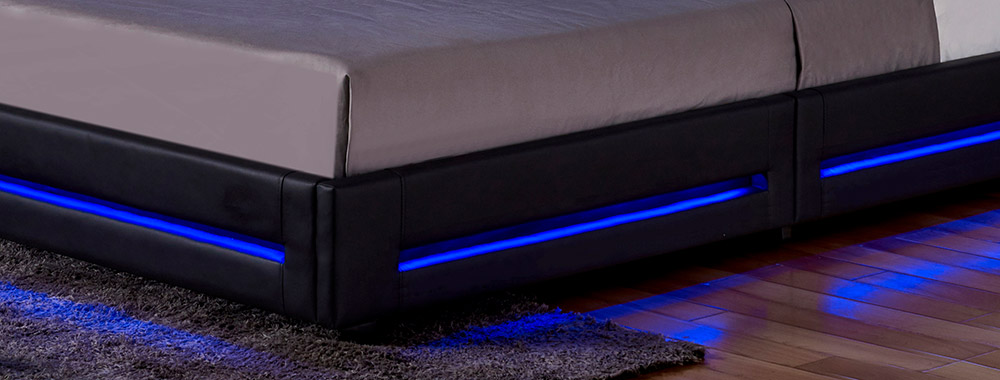LED Bett ASTEROID - 160 x 200 cm Schwarz