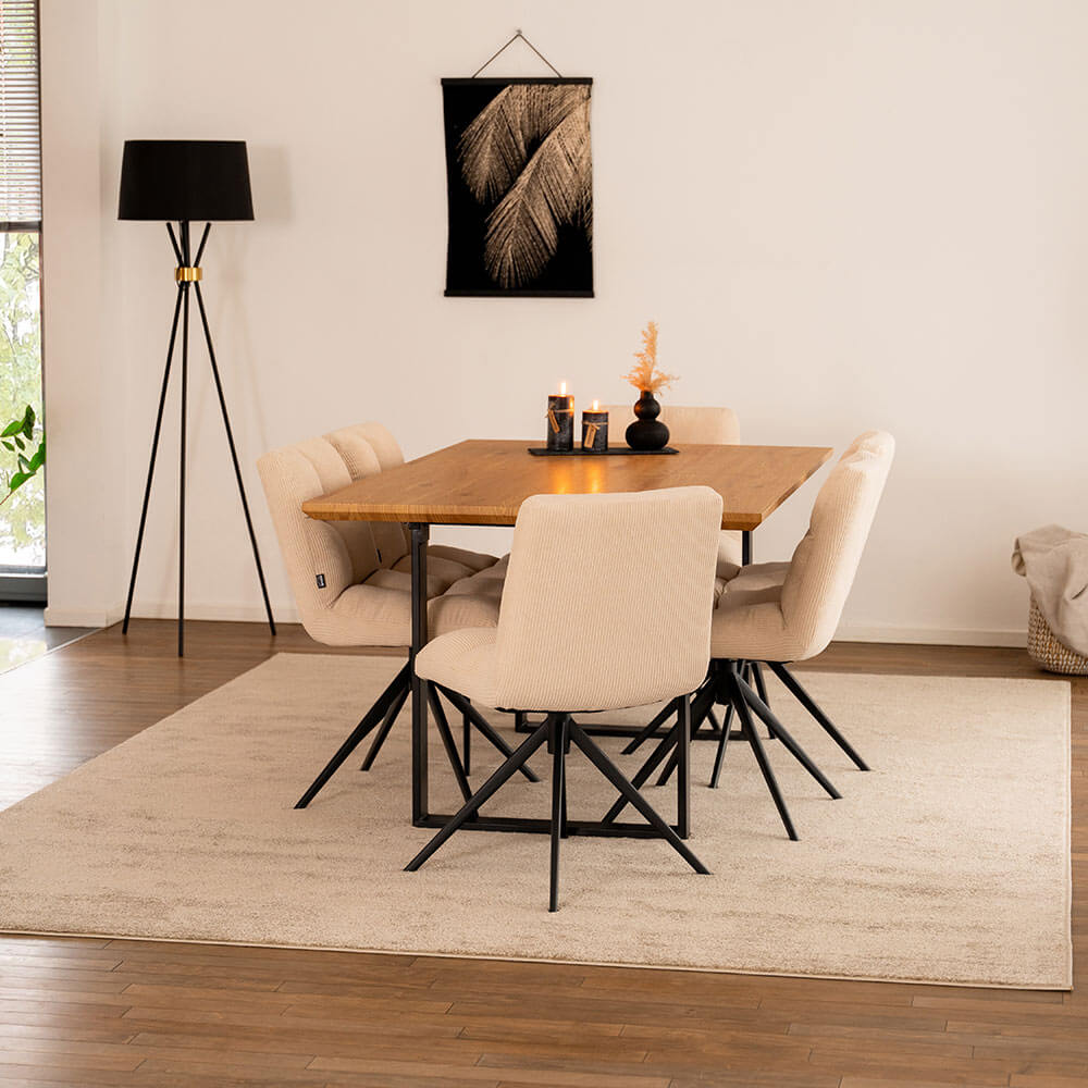 Esstisch Eckig Ausziehbar AVENCIA inkl. U-Fuß - 160-200 x 100 cm Light Oak