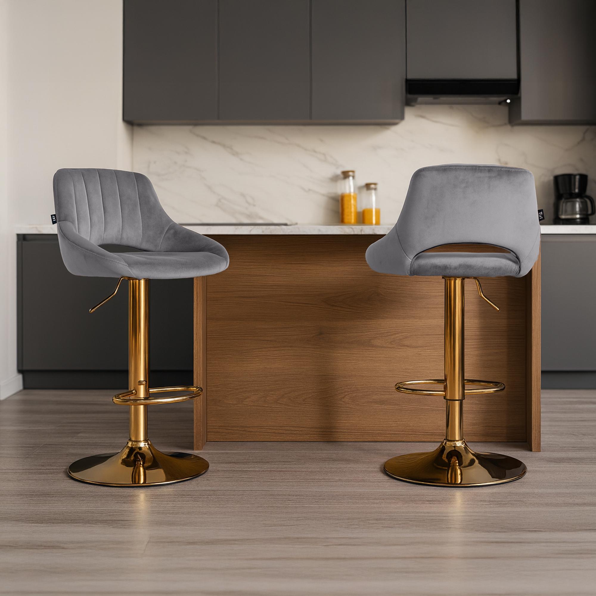 Barhocker Milet Samt gold, dunkelgrau