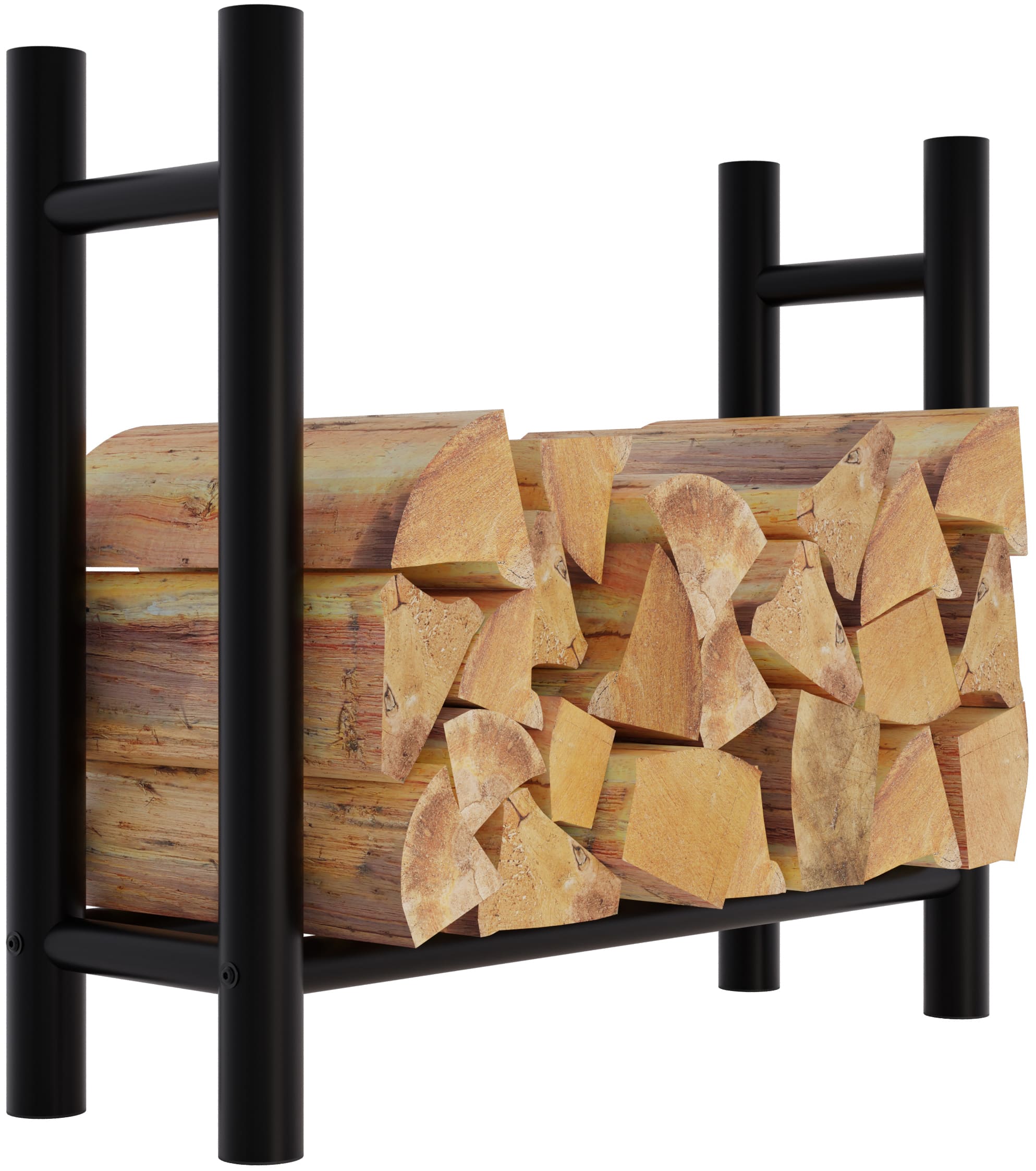 Kaminholzständer Medya rund 30x80x80 cm, schwarz