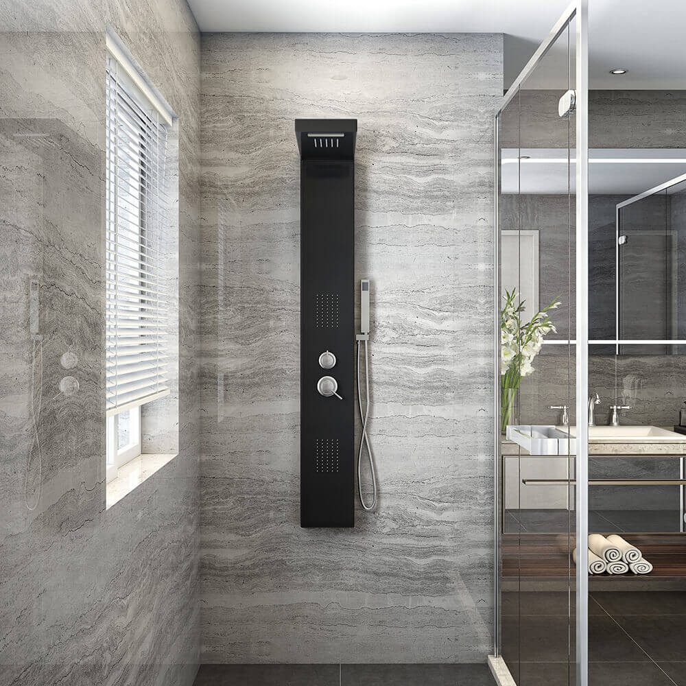Duschpaneel mit Regendusche CASCATA – Schwarz