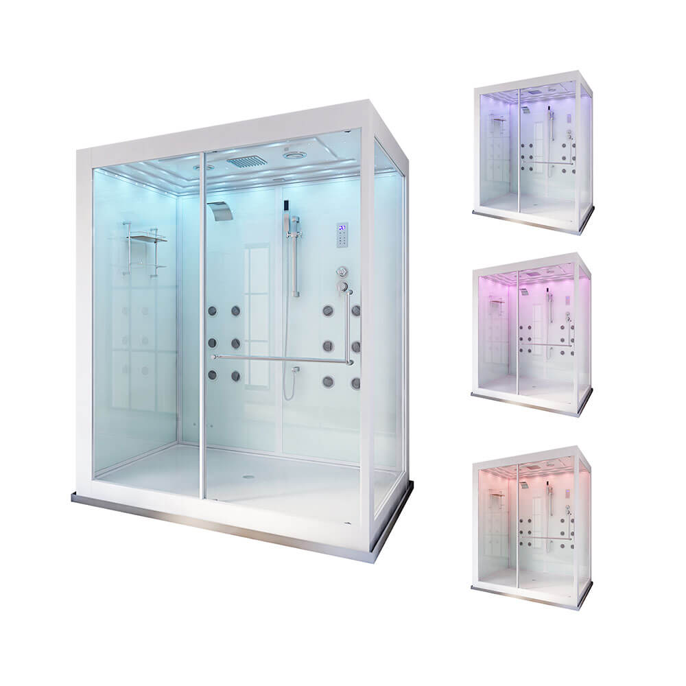 Dampfdusche mit Wasserfall und LED-Beleuchtung DESIGN XL - 180 x 130 cm