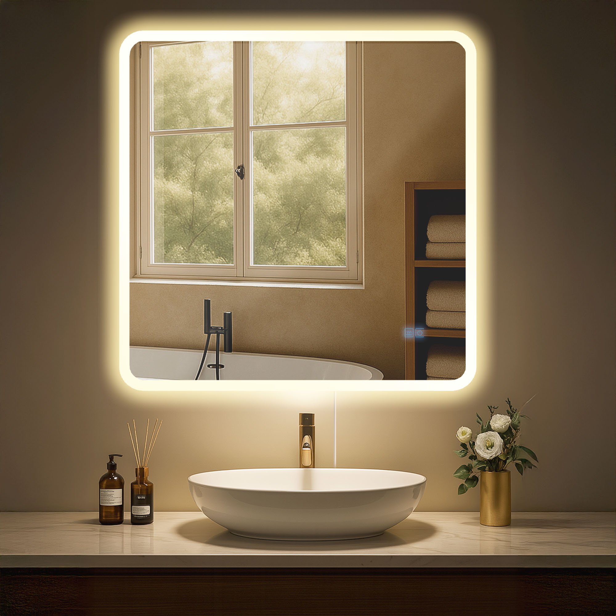 Badspiegel Jericho 80x80 ohne Bluetooth, klarglas