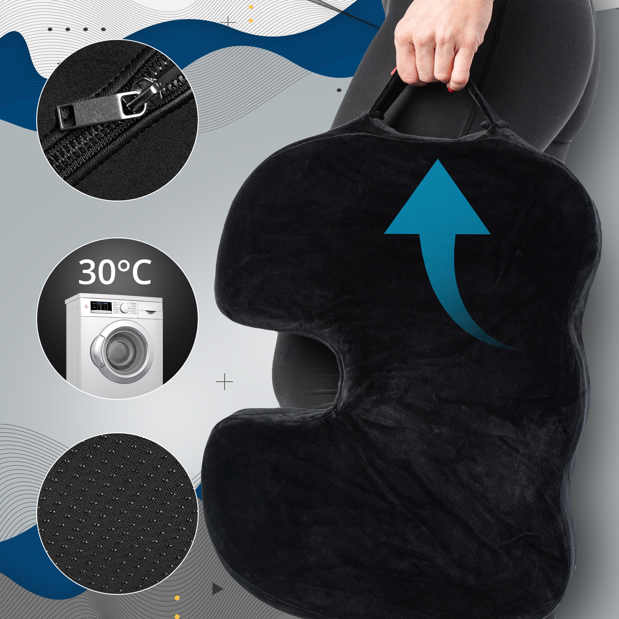 Ergonomisches Sitzkissen, schwarz