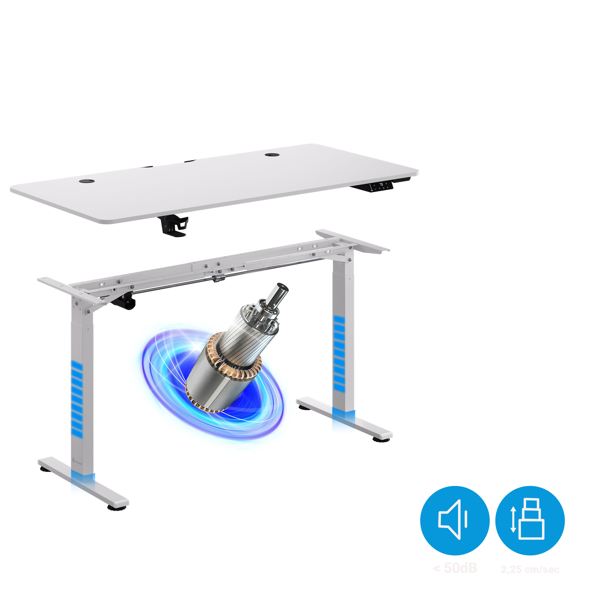Höhenverstellbarer Schreibtisch Weiß 140x60x73-118cm