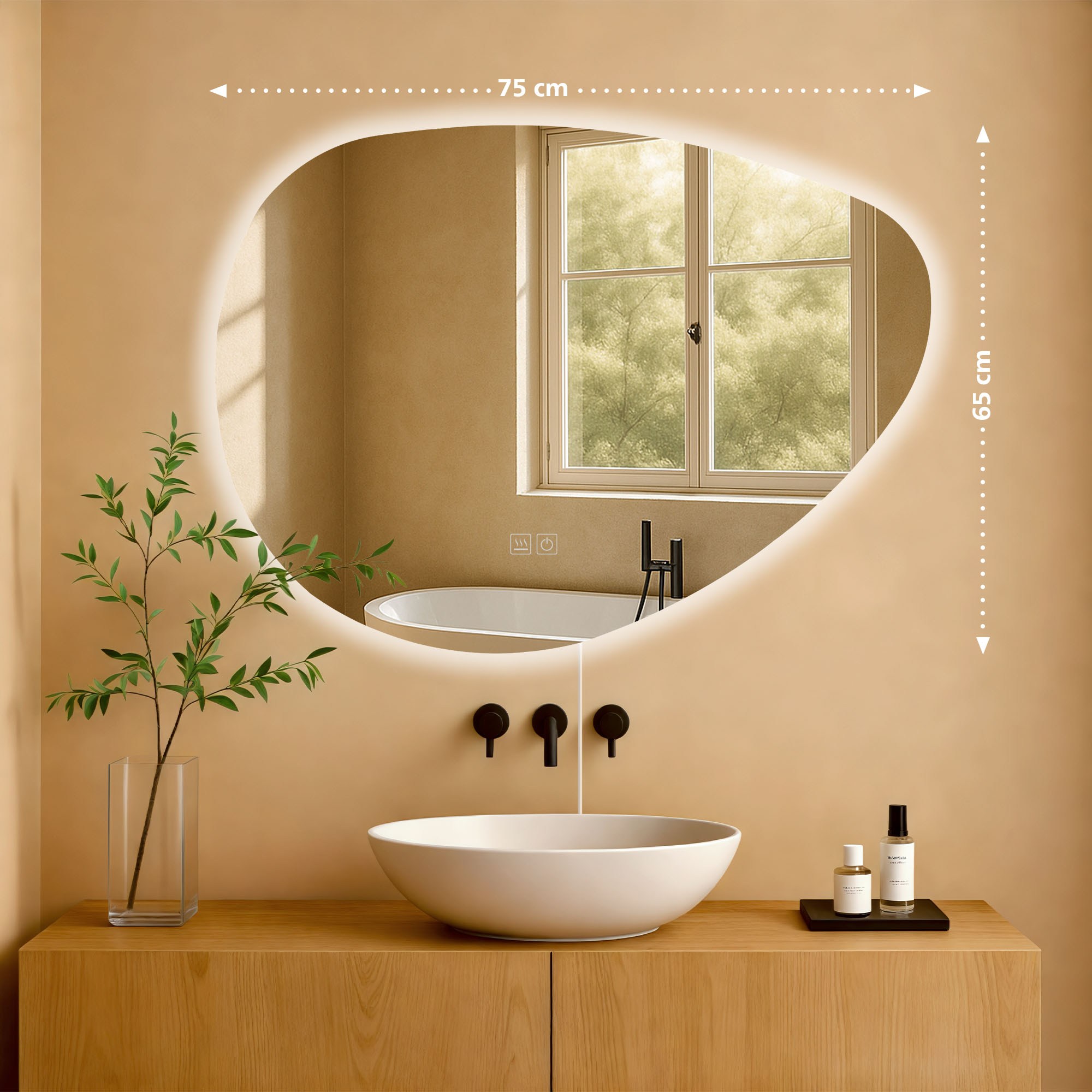 Badspiegel Almafie 65x75 mit Bluetooth, klarglas