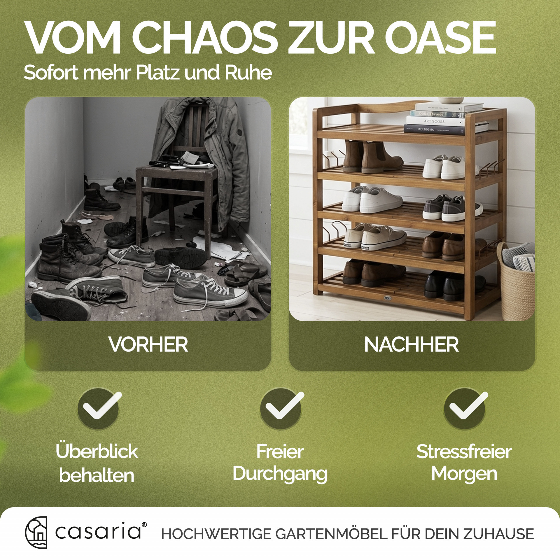 Schuhregal Akazienholz 95x26x82cm