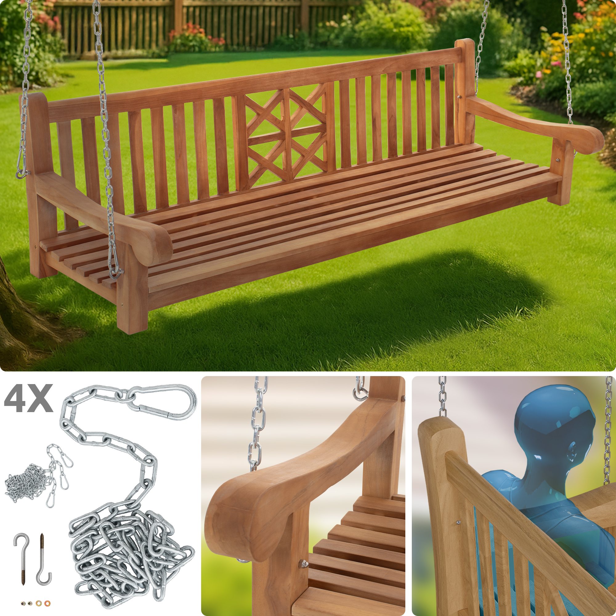 Schaukelbank Farm 220 cm, teak