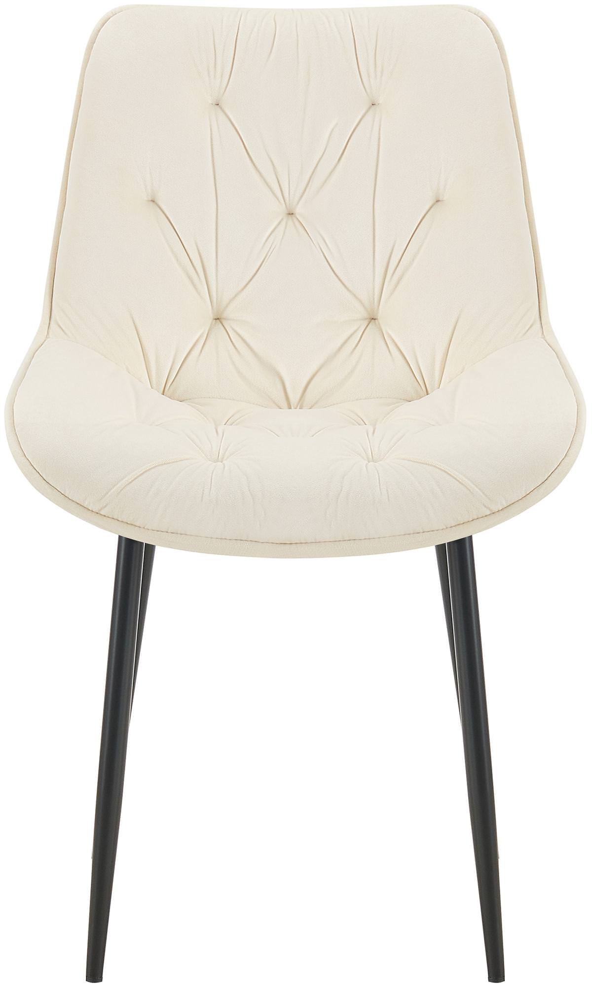 2er Set Esszimmerstuhl Wallace Samt, creme