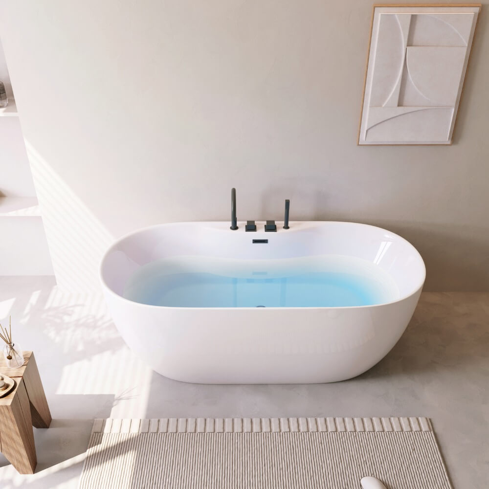 Badewanne mit schwarzer Armatur LENI - 170 x 80 cm