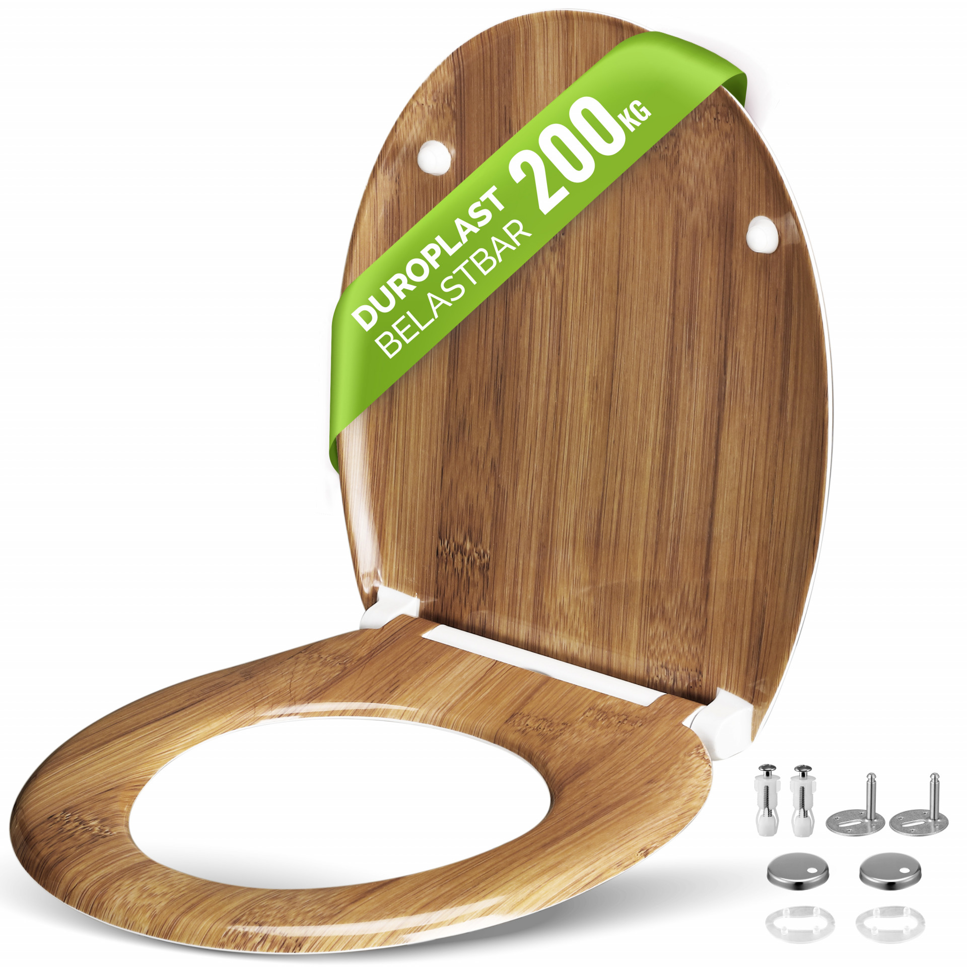 Toilettensitz Bambus mit Absenkautomatik