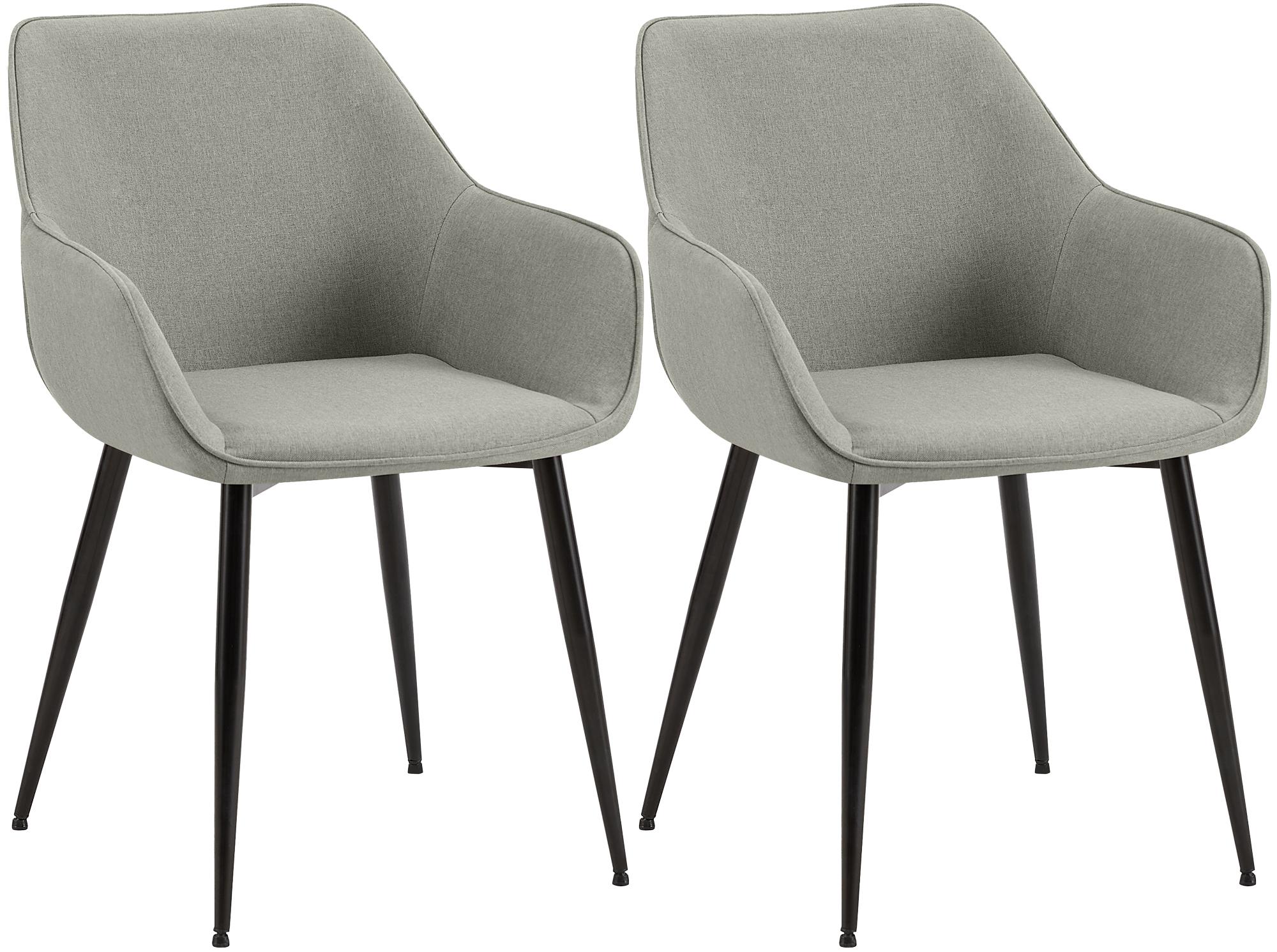 2er Set Esszimmerstuhl Luena Stoff, hellgrau