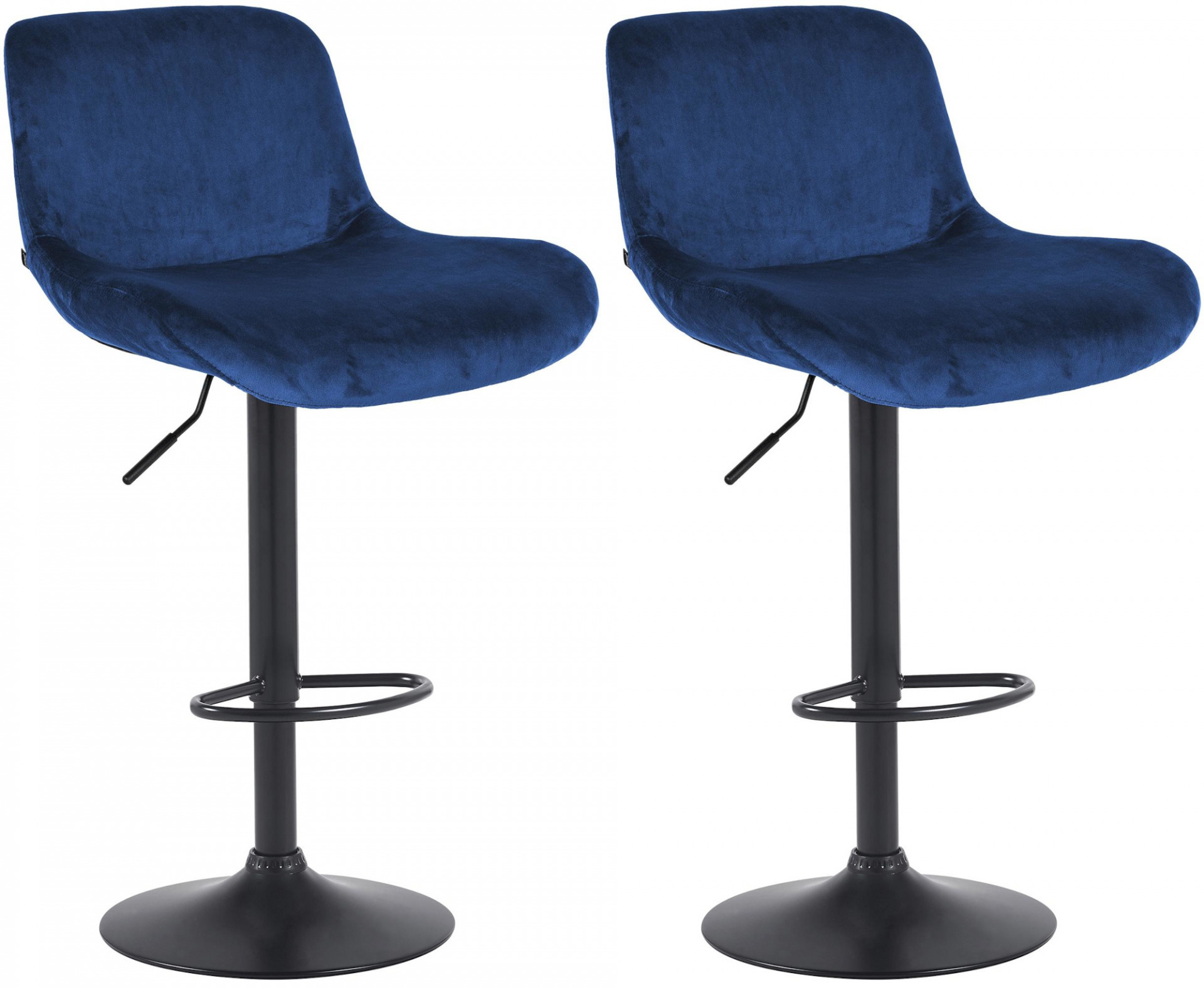 2er Set Barhocker Solon Schwarz Samt, blau