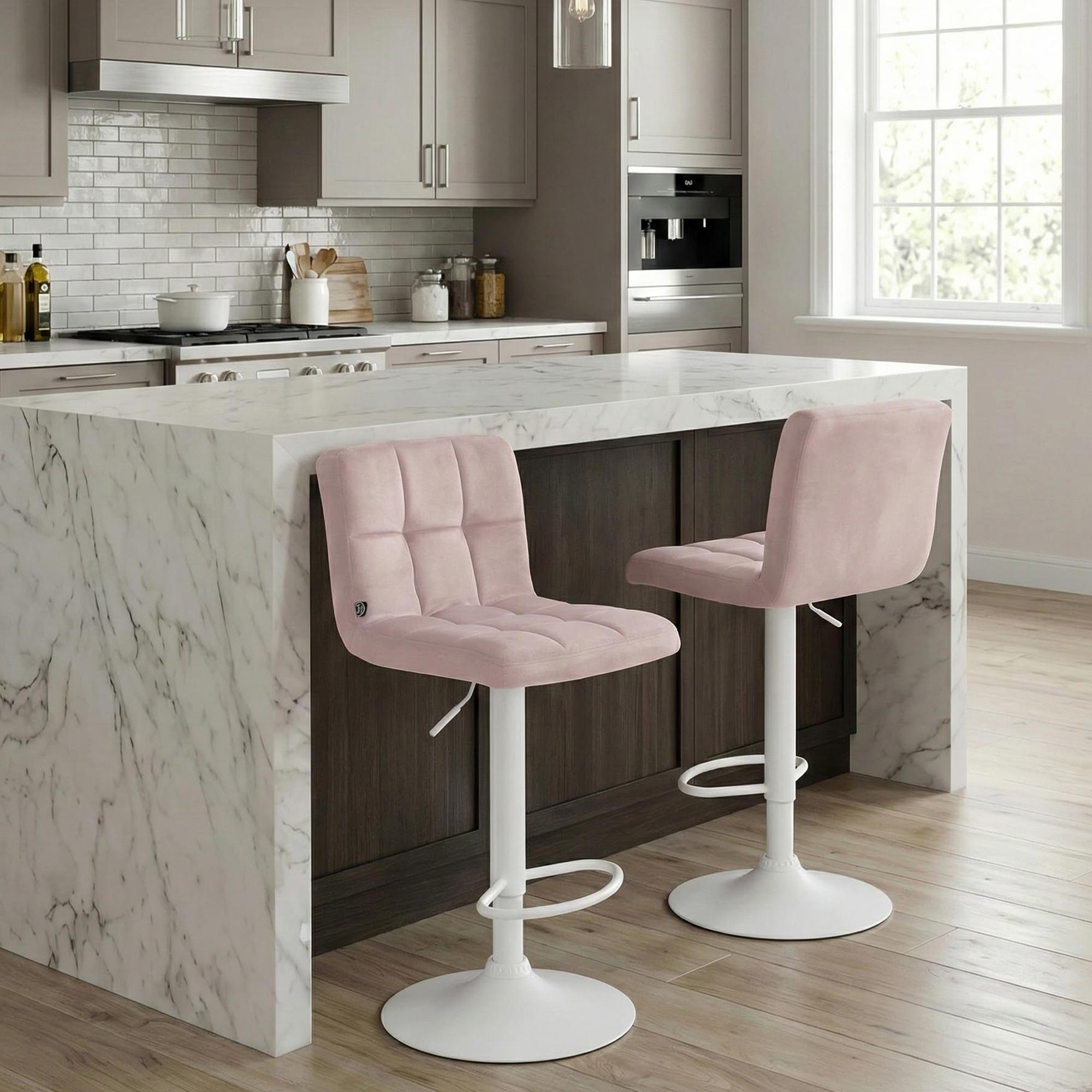 Barhocker Peru Samt weiß, rosa