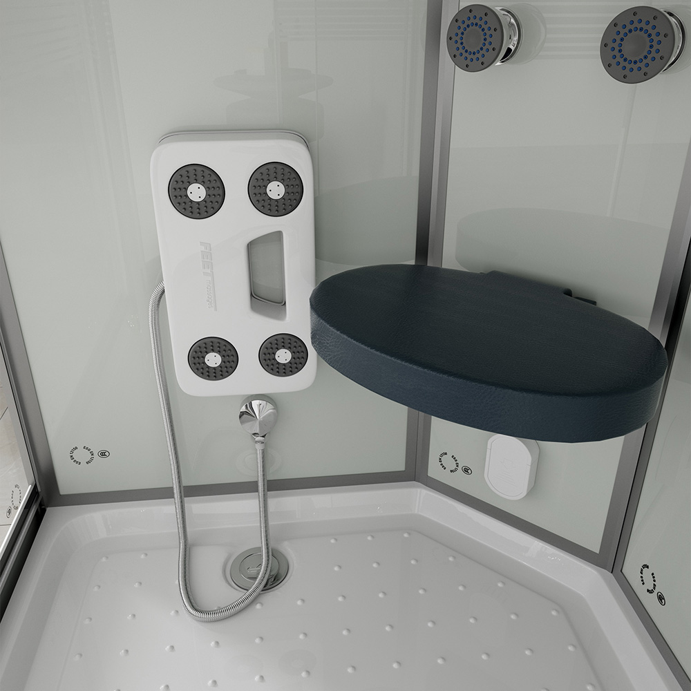 Dampfdusche mit Wasserfall und Dampfsauna WHITE PEARL - 120 x 80 cm Rechts