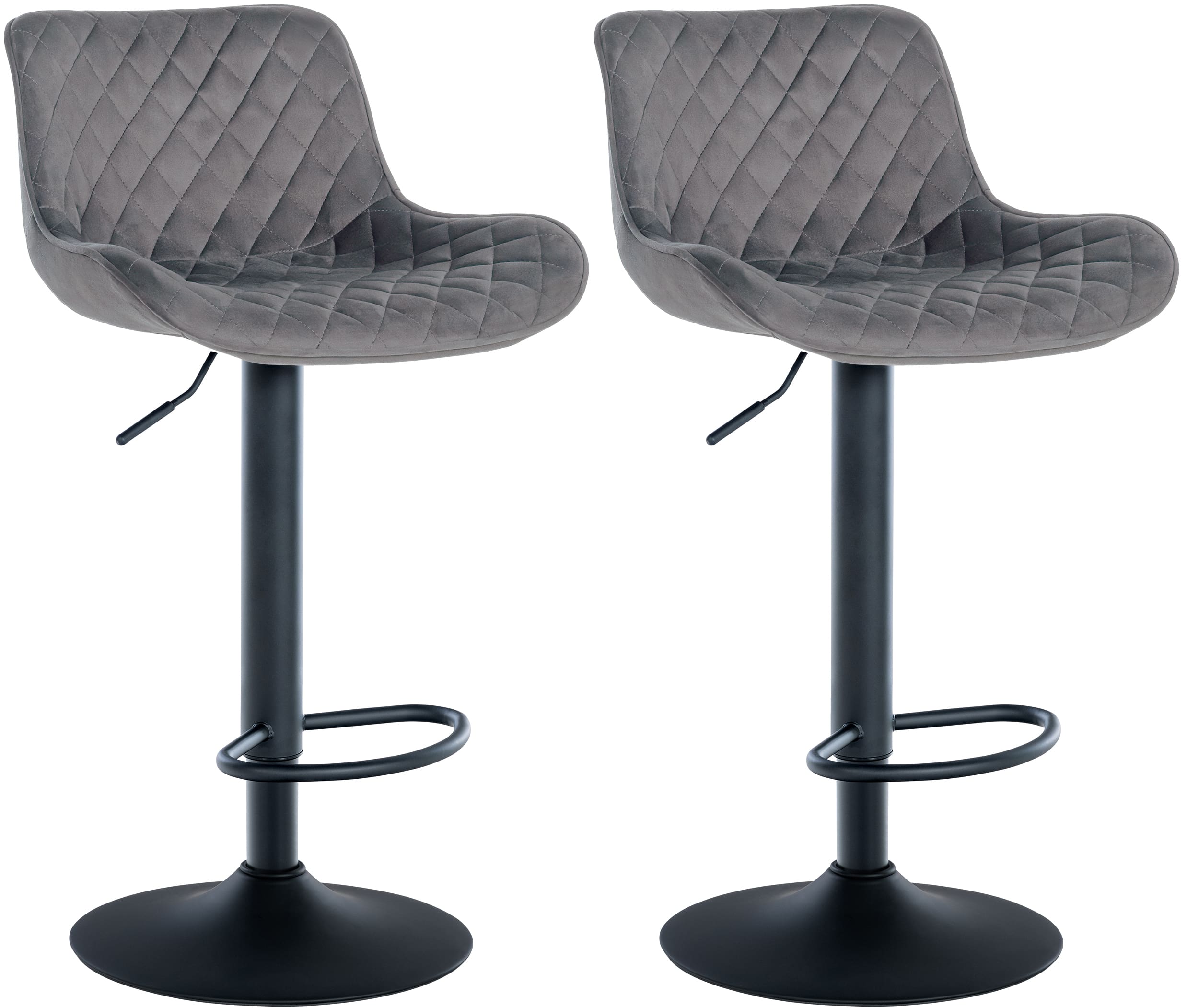 2er Set Barhocker Minosa Samt, dunkelgrau