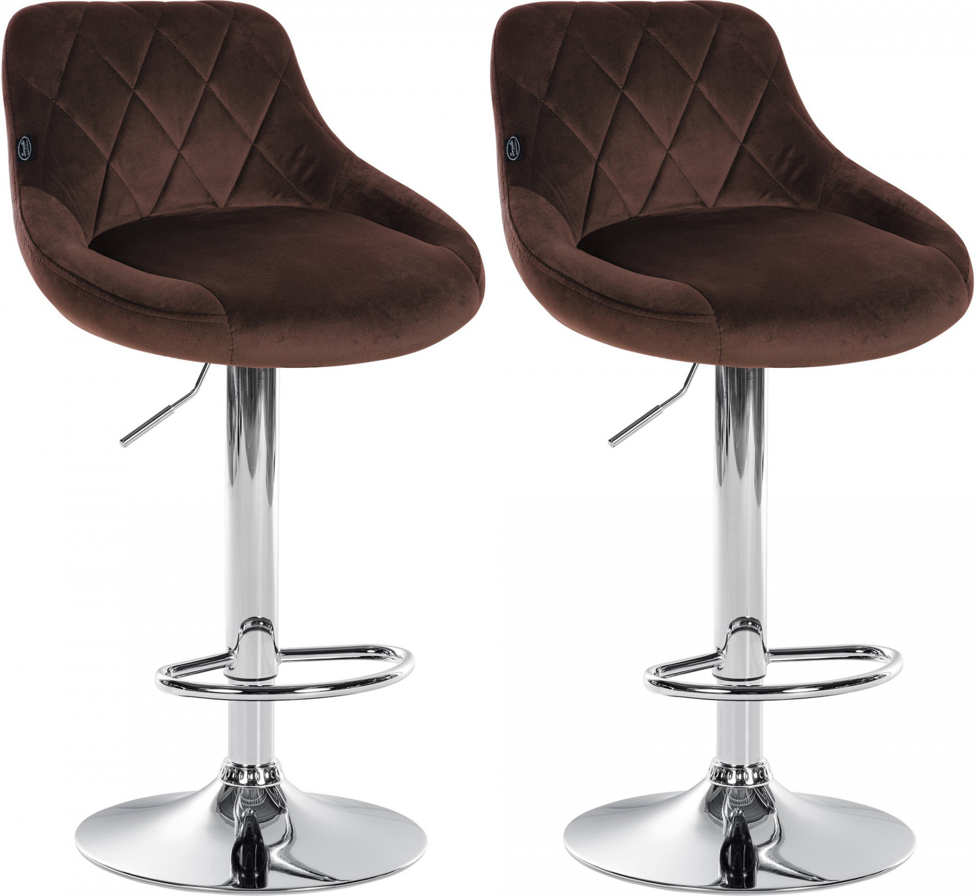 2er Set Barhocker Lazio Samt chrom, braun
