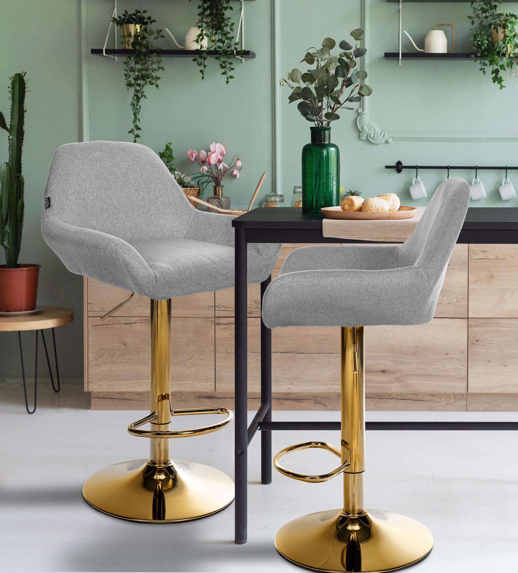 2er Set Barhocker Braga Gold Stoff, grau