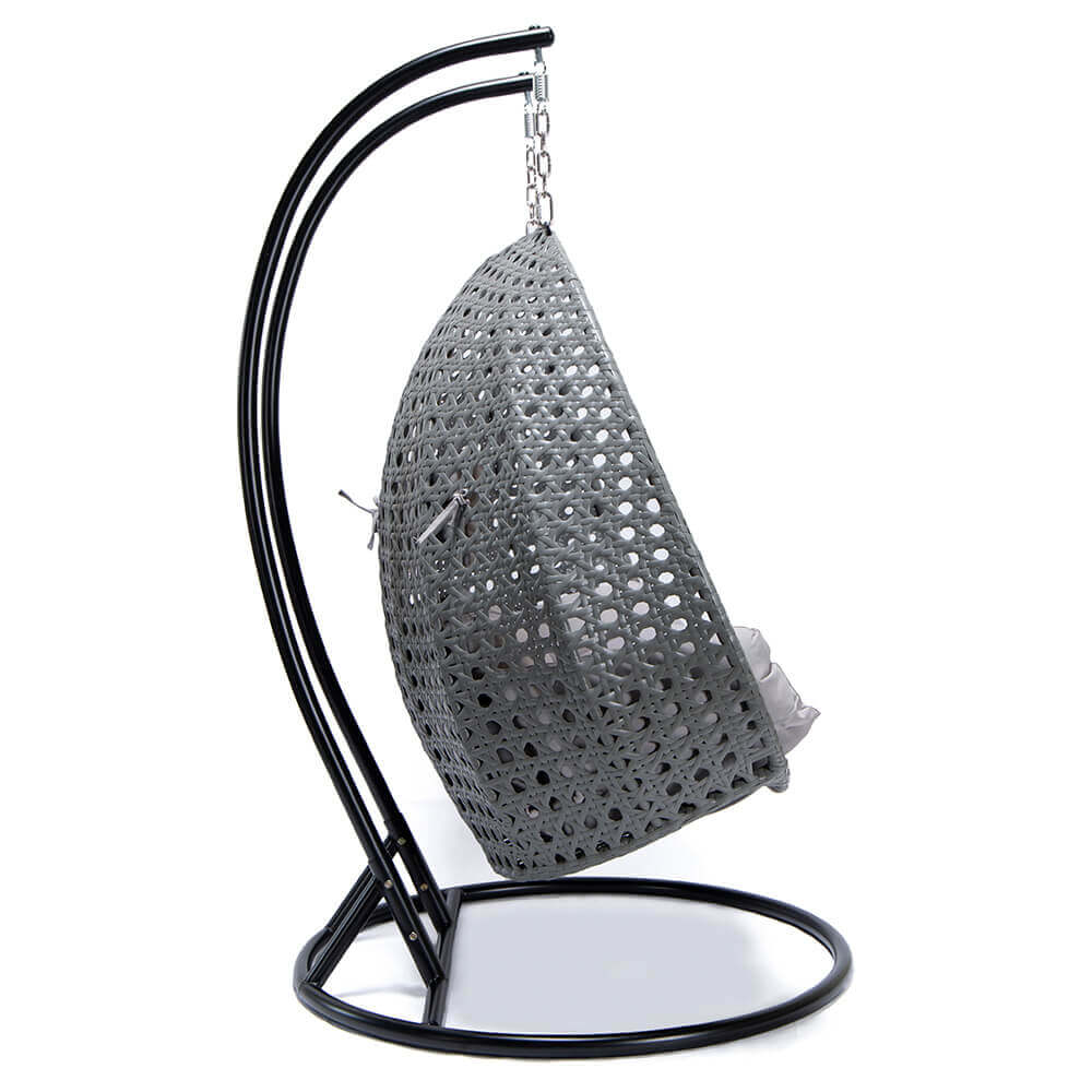 Polyrattan Hängesessel mit Regenabdeckung TWIN - Grau für 2 Personen