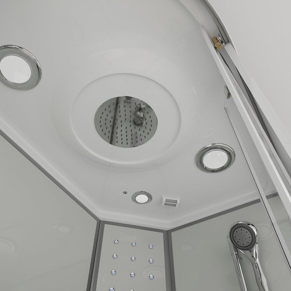 Dampfdusche mit Wasserfall und Dampfsauna WHITE PEARL - 120 x 80 cm Links