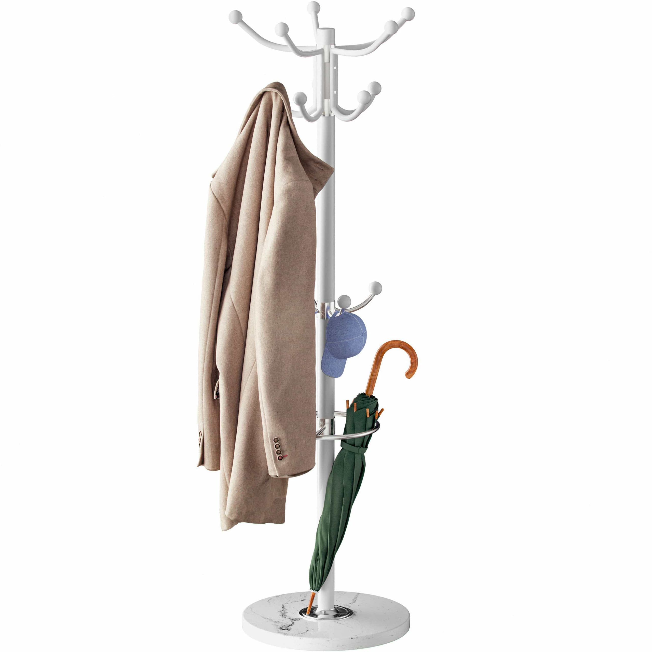 Kleiderständer Weiß mit Marmorfuß 173cm