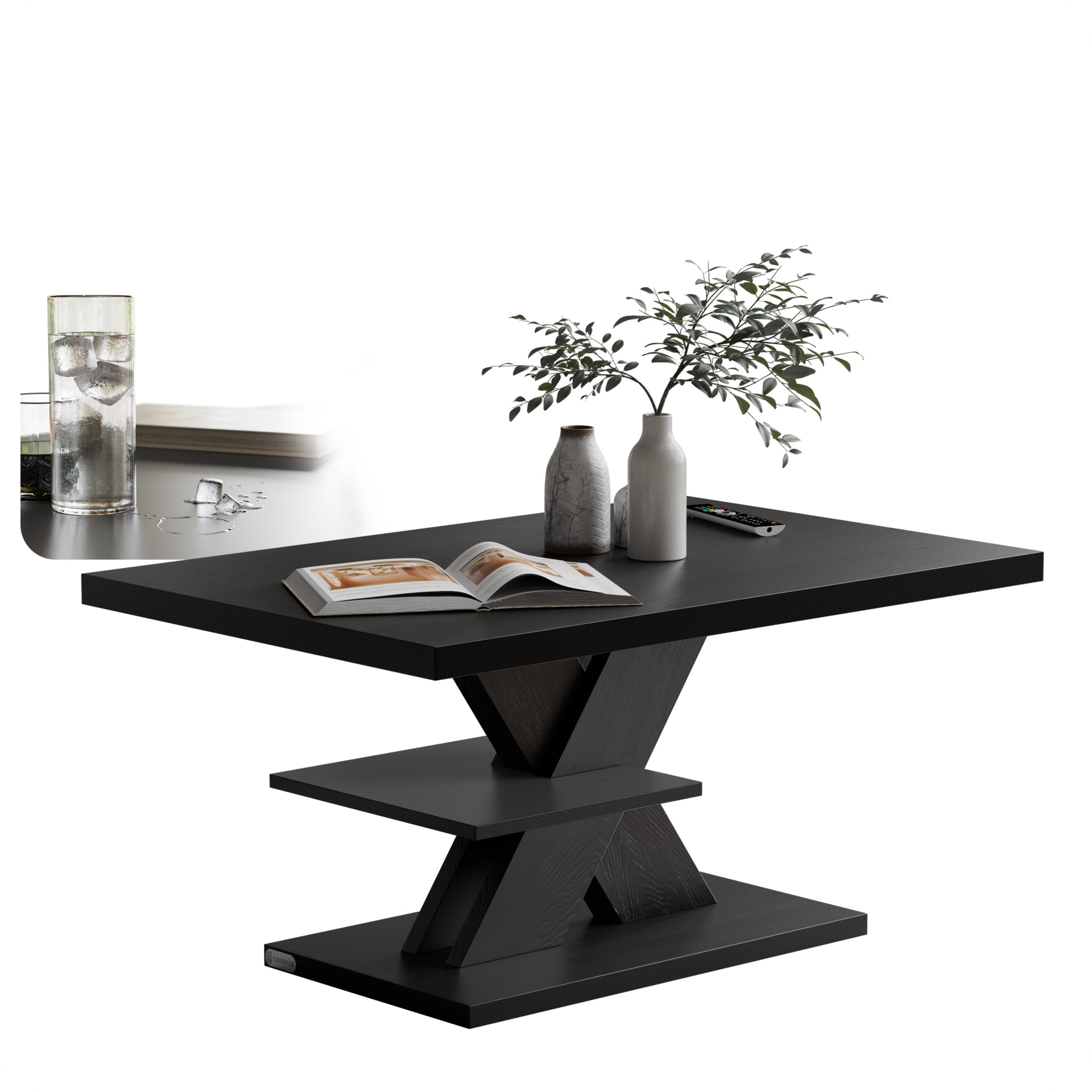 Couchtisch Detroit Schwarz 90x60x45cm